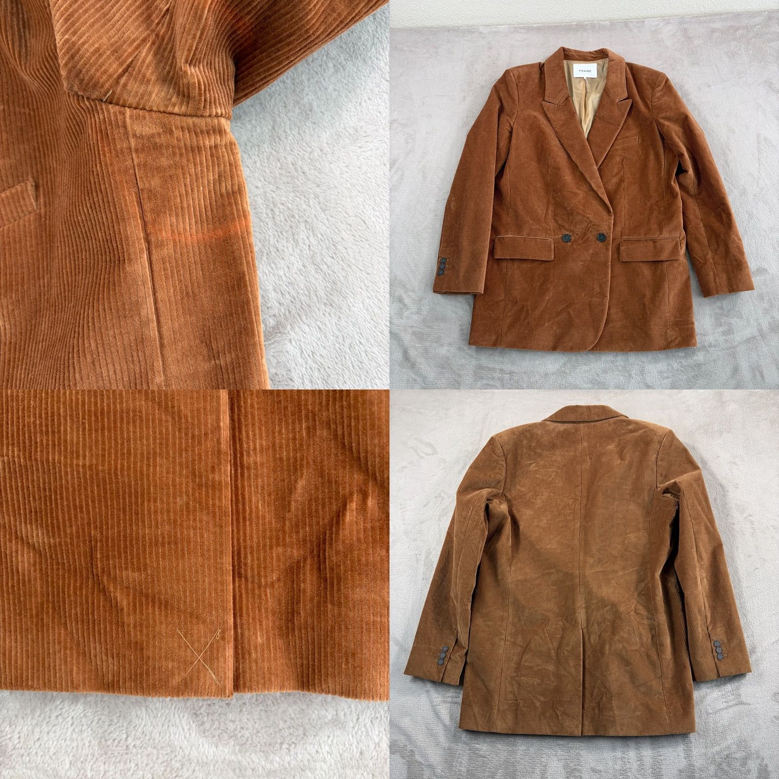 Frame FRAME Di Corduroy Double Breasted Oversized Blazer Jacket Camel Large Beige FRAME Blazer Women L Oversized Corduroy Autumn Spring 90s? Size L / US 10 / IT 46 - 8 Thumbnail