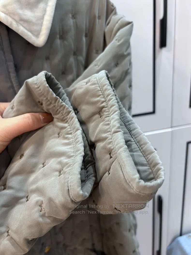 Hermes Hermes Quilted Jacket, Elephant Gray, White Velvet Collar Size XS / US 0-2 / IT 36-38 - 8 Thumbnail