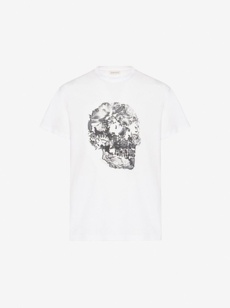 Alexander McQueen o1srvl11e0226 Wax Flower Skull T-Shirt In White Size US L / EU 52-54 / 3 - 1 Preview