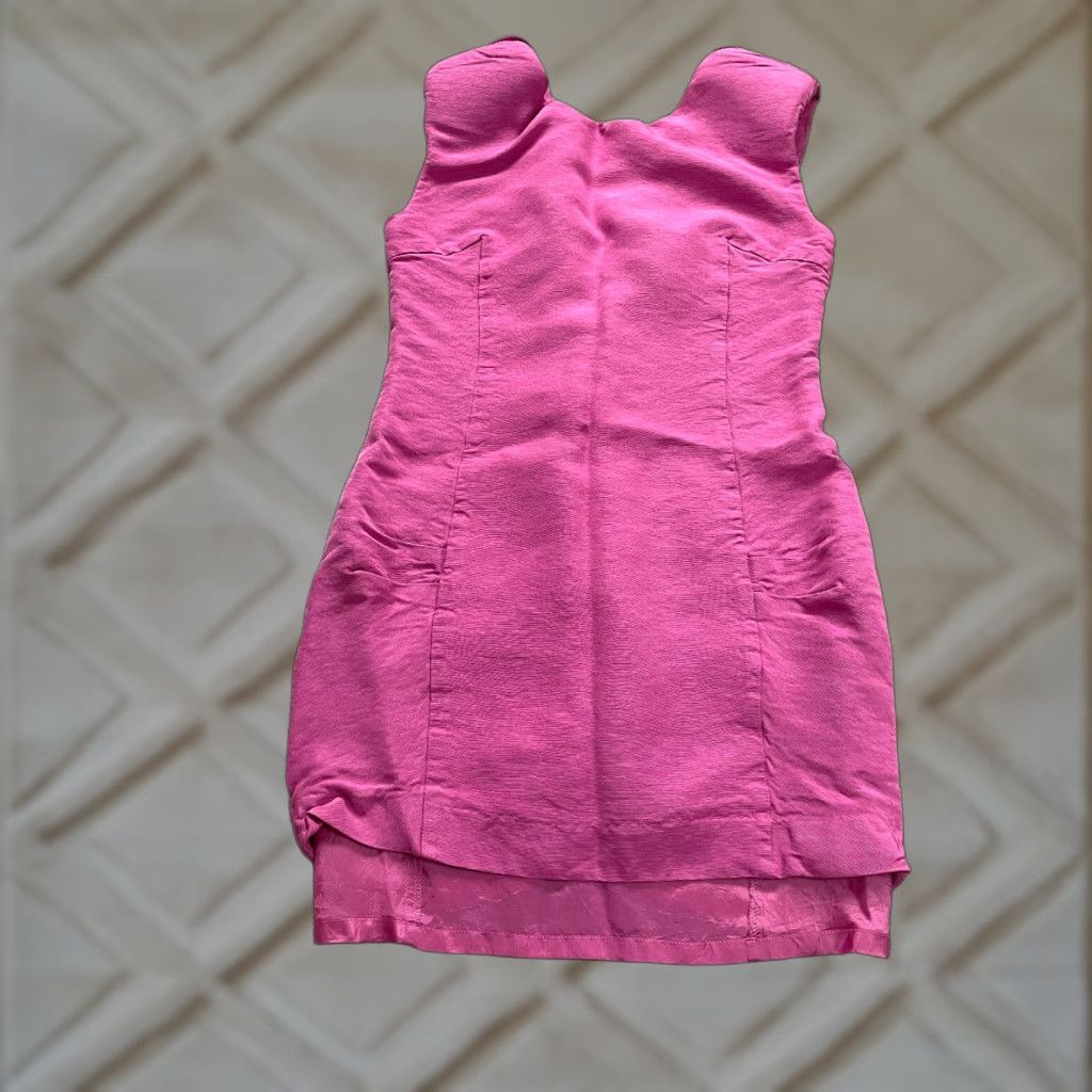 Vintage Twenty8Twelve Shift Dress Women's Size 6 Pink Solid Short Sleeve Ruched Zipper Vintage? No Size M / US 6-8 / IT 42-44 - 1 Thumbnail