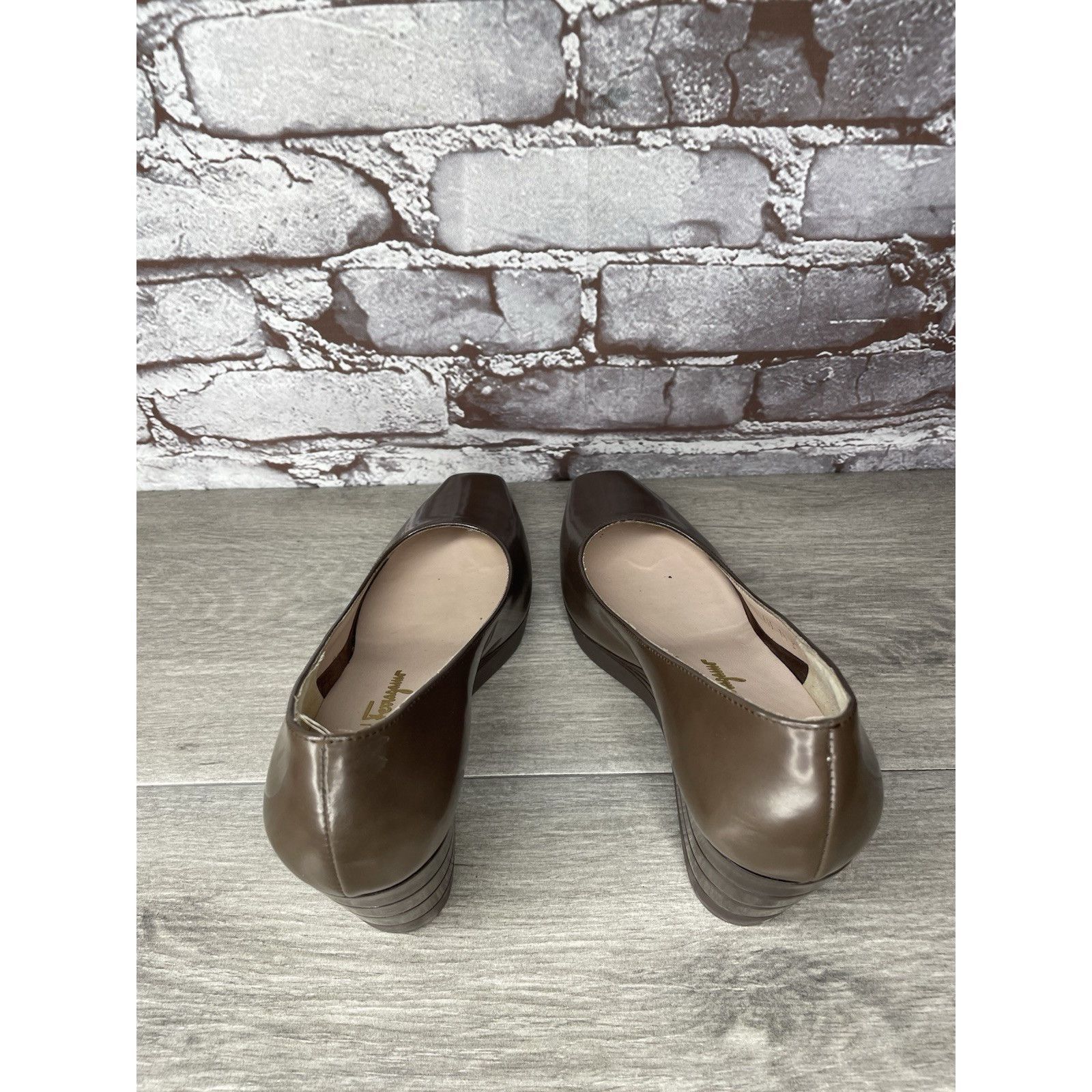Salvatore Ferragamo Salvatore Ferragamo Brown Patent Leather Pump Wedges Shoes W Size US 7.5 / IT 37.5 - 5 Thumbnail