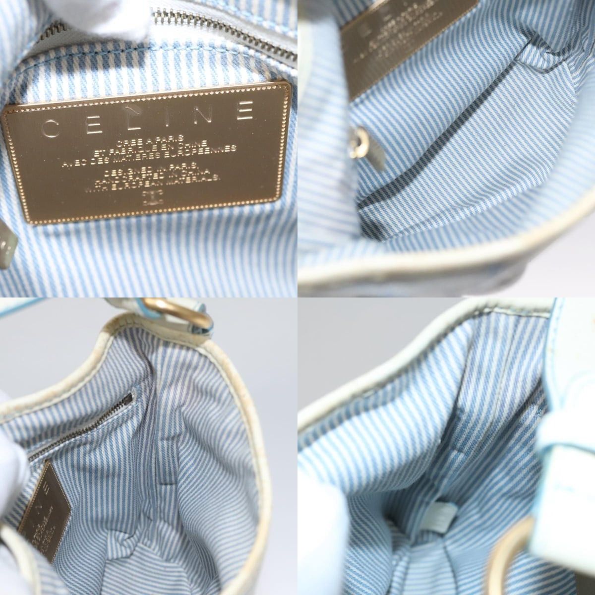 Celine CELINE C Macadam Canvas Shoulder Bag Light Blue Size ONE SIZE - 12 Thumbnail