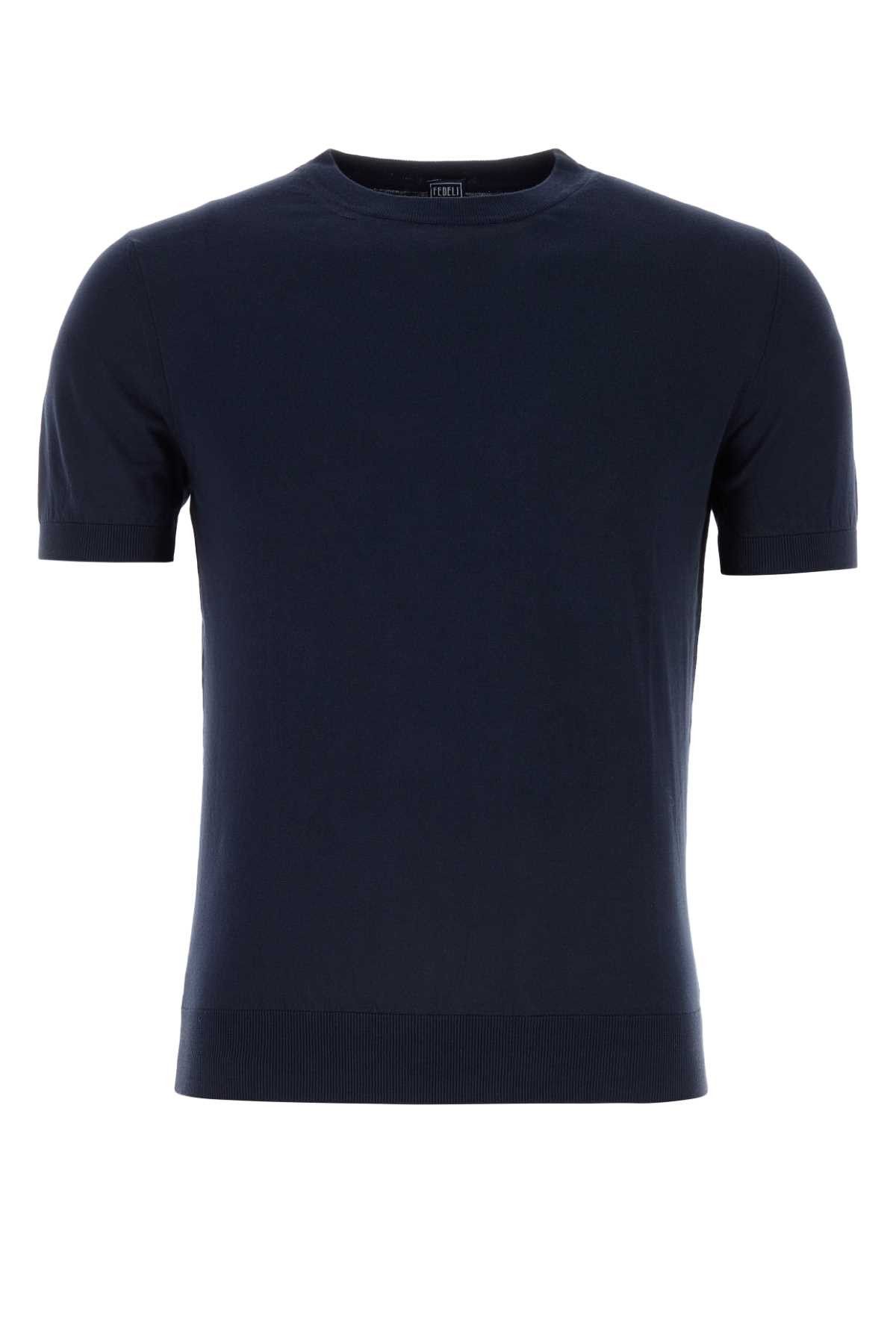 image of Fedeli Blue Cotton Sweater, Men's (Size Medium)