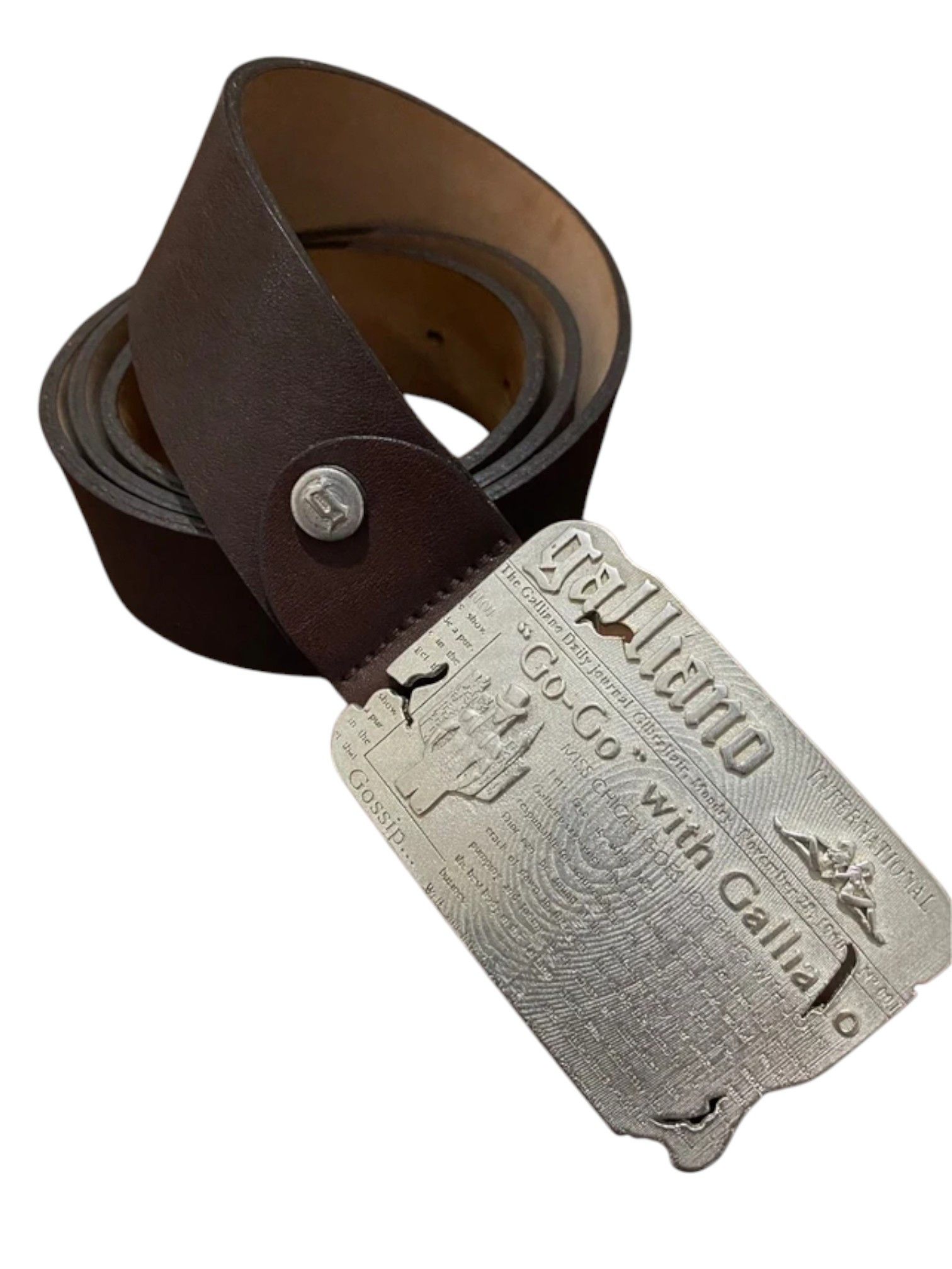John Galliano John Galliano “Go-Go” Newspaper Buckle Belt, 2000s Size ONE SIZE - 1 Thumbnail