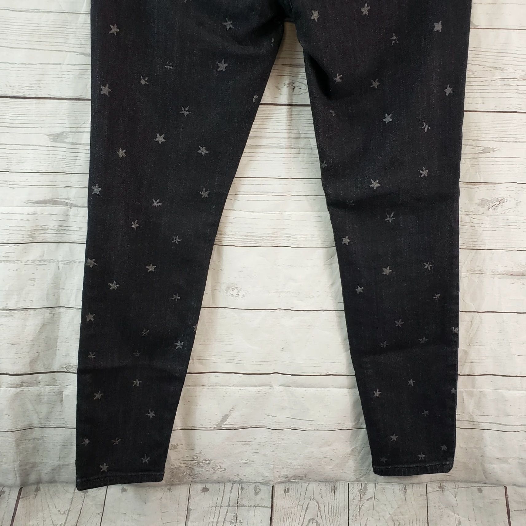 Vintage Current/Elliott Womens Stiletto Skinny Jeans Sz 28 Washed Black Stars Mid Rise Jeans Women 28 Black Stars Size 28" / US 6 / IT 42 - 5 Thumbnail