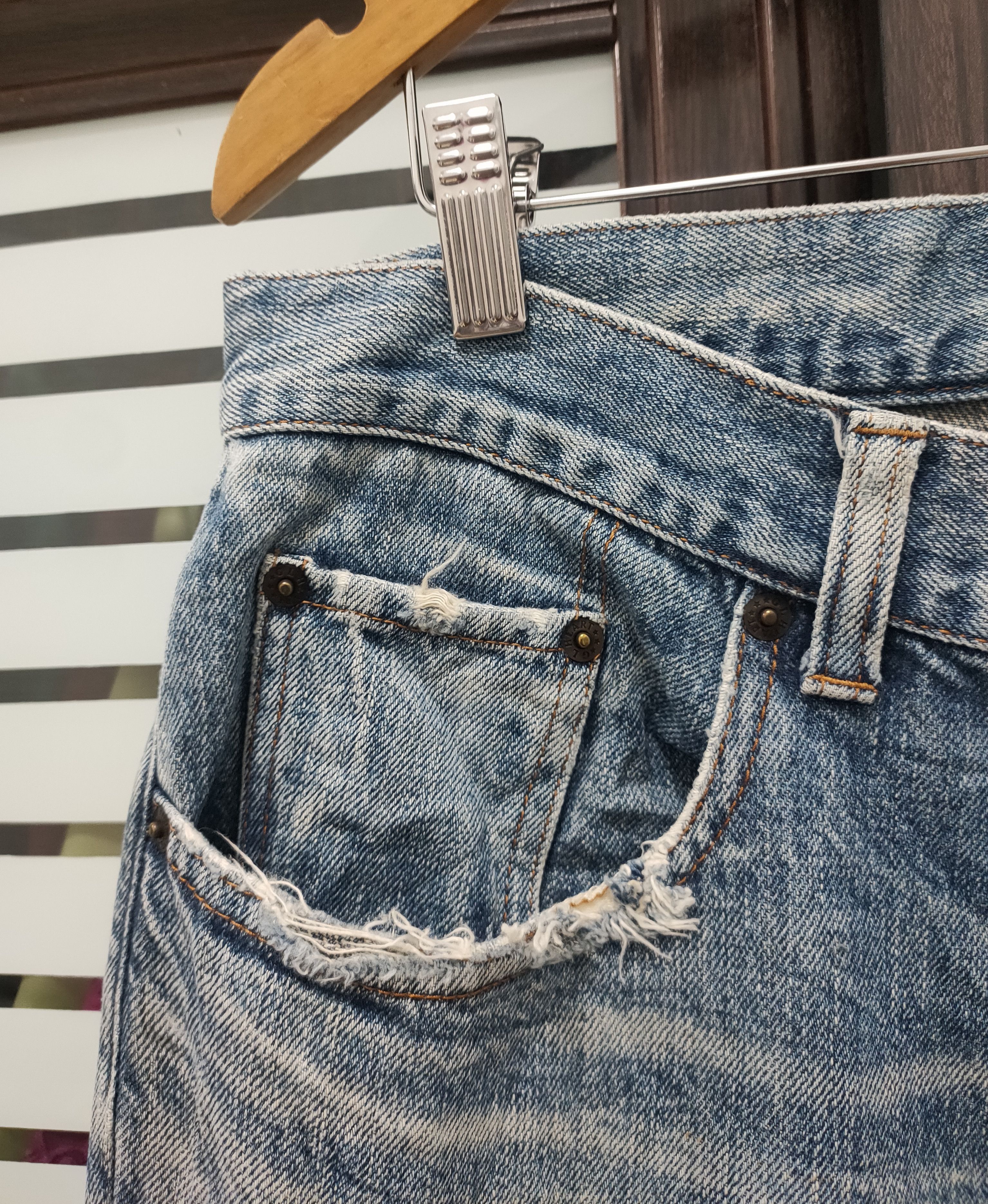 Japanese Brand 💥Baggy Flared Distressed Gl Heart Denim 💥 Size US 36 / EU 52 - 7 Thumbnail