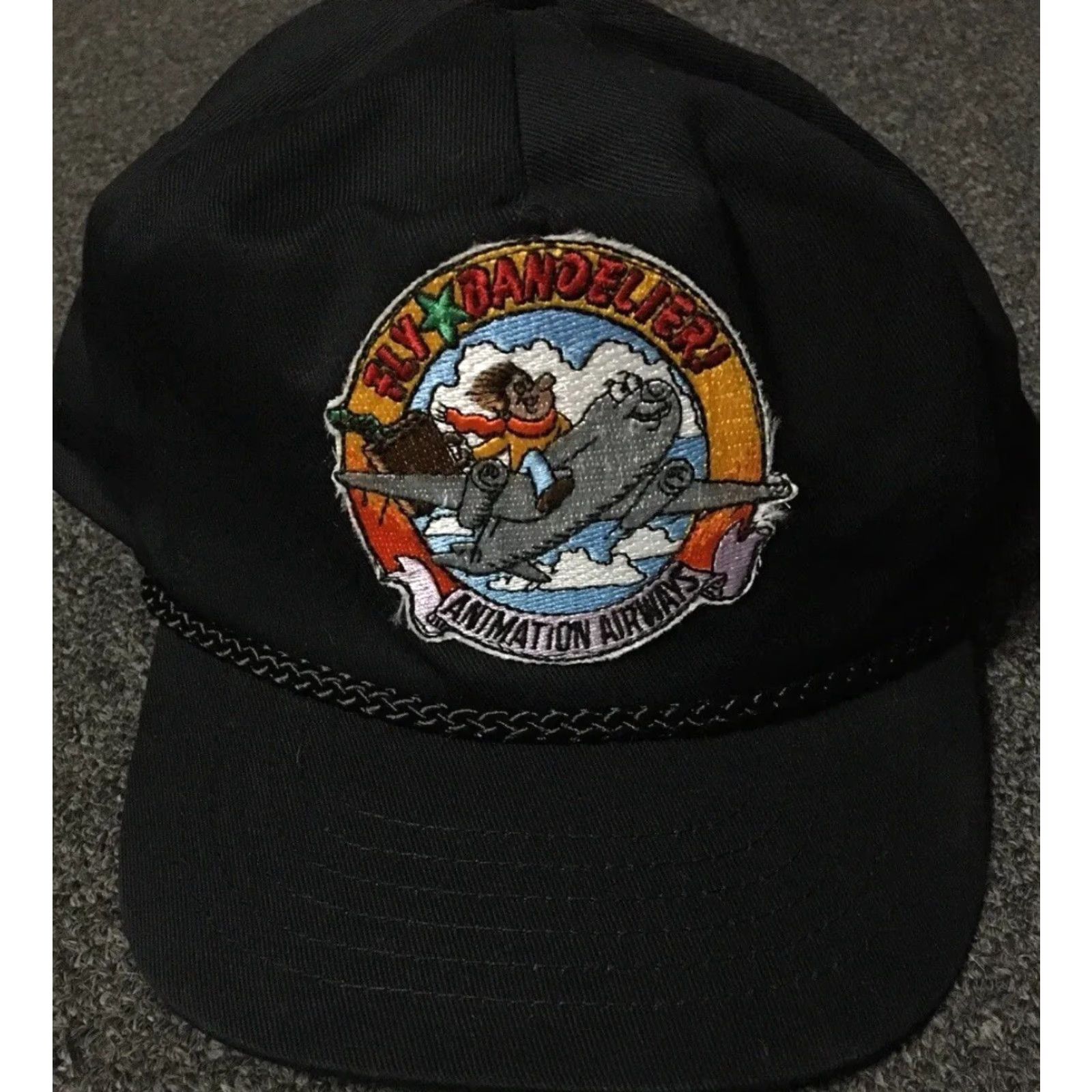 Vintage VINTAGE Fly Bandelier National Park Hat Trucker Baseball Cap 90s 80s Rope Plane Sky Cartoon Military Grunge Biker Theme Black Mens Adjustable Size Size ONE SIZE - 2 Thumbnail