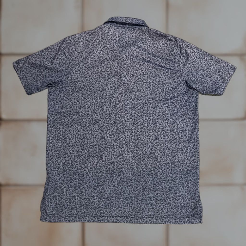 Peter Millar Polo Shirt Men XL Navy Blue Summer Comfort Short Sleeve Collared Geometric Print Golf Lightweight Jersey