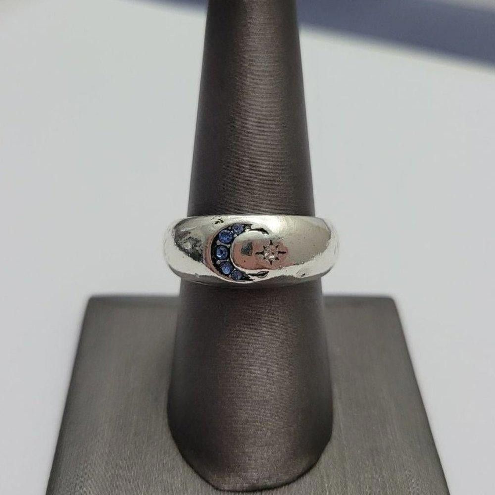 Designer Bohemian Vintage Sun Moon Silver Retro Ring - Size 8 Size ONE SIZE - 5 Thumbnail