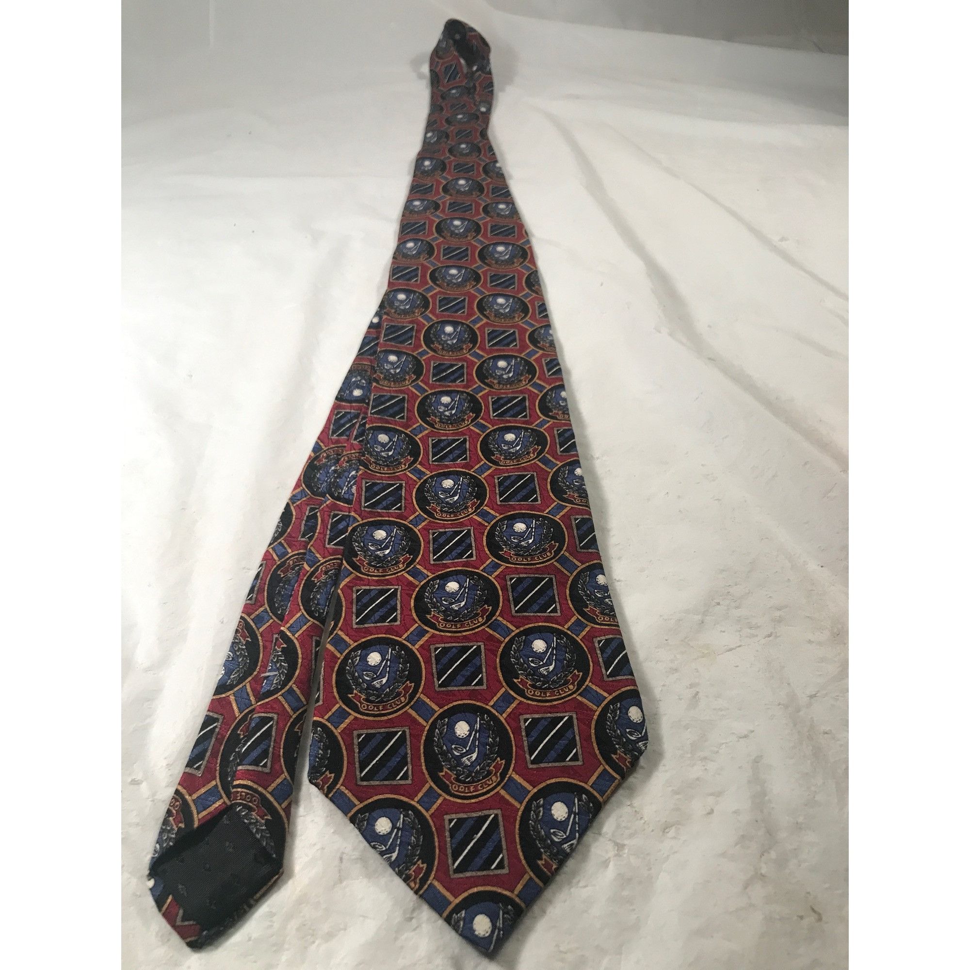 Vintage Pebble Beach Neckwear Burgundy & Blue Silk Novelty Necktie Size ONE SIZE - 4 Thumbnail
