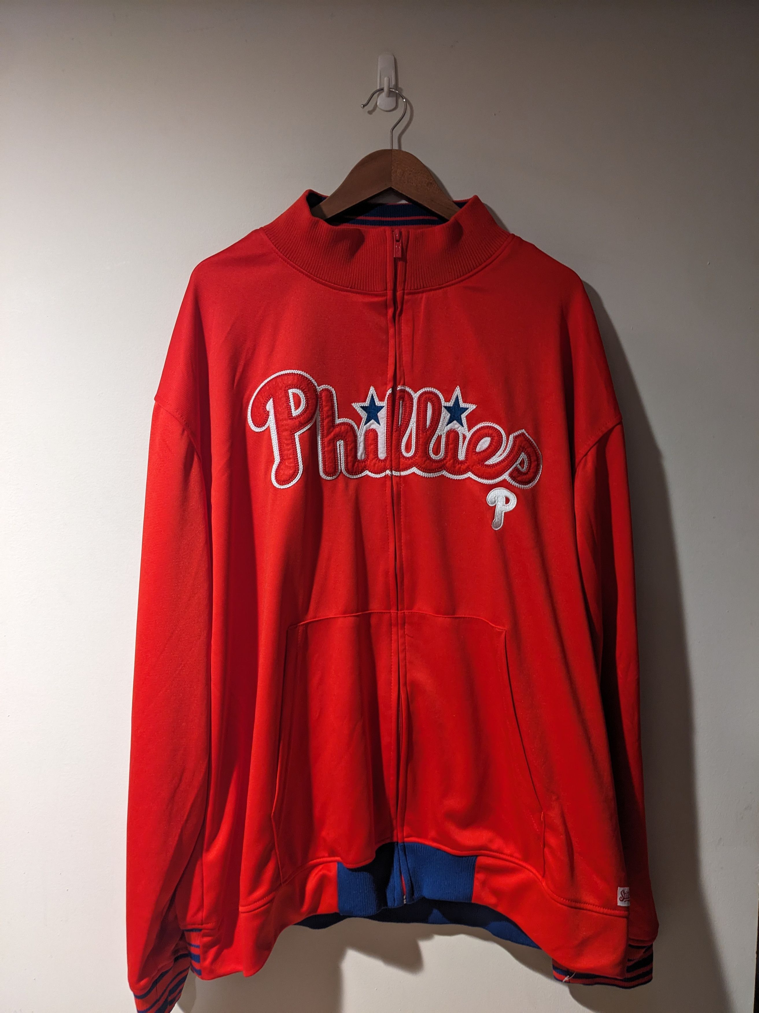 MLB × Vintage Phillies MLB Baseball Stitches Red Full Zip Track Jacket Size US XXL / EU 58 / 5 - 1 Thumbnail