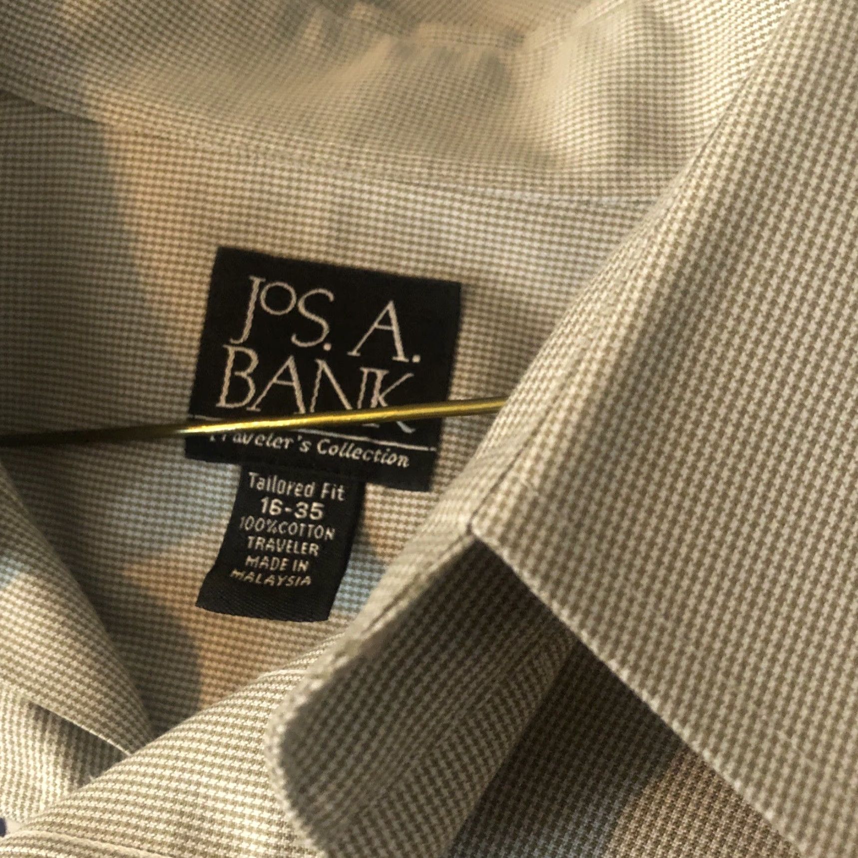 Jos. A. Bank Jos A Bank Travelers Shirt Men L 16 35 Green Check Long Sleeve Button Down Dress Shirt Blue 100% Cotton Tailored (Regular) Men’s Size US L / EU 52-54 / 3 - 3 Thumbnail