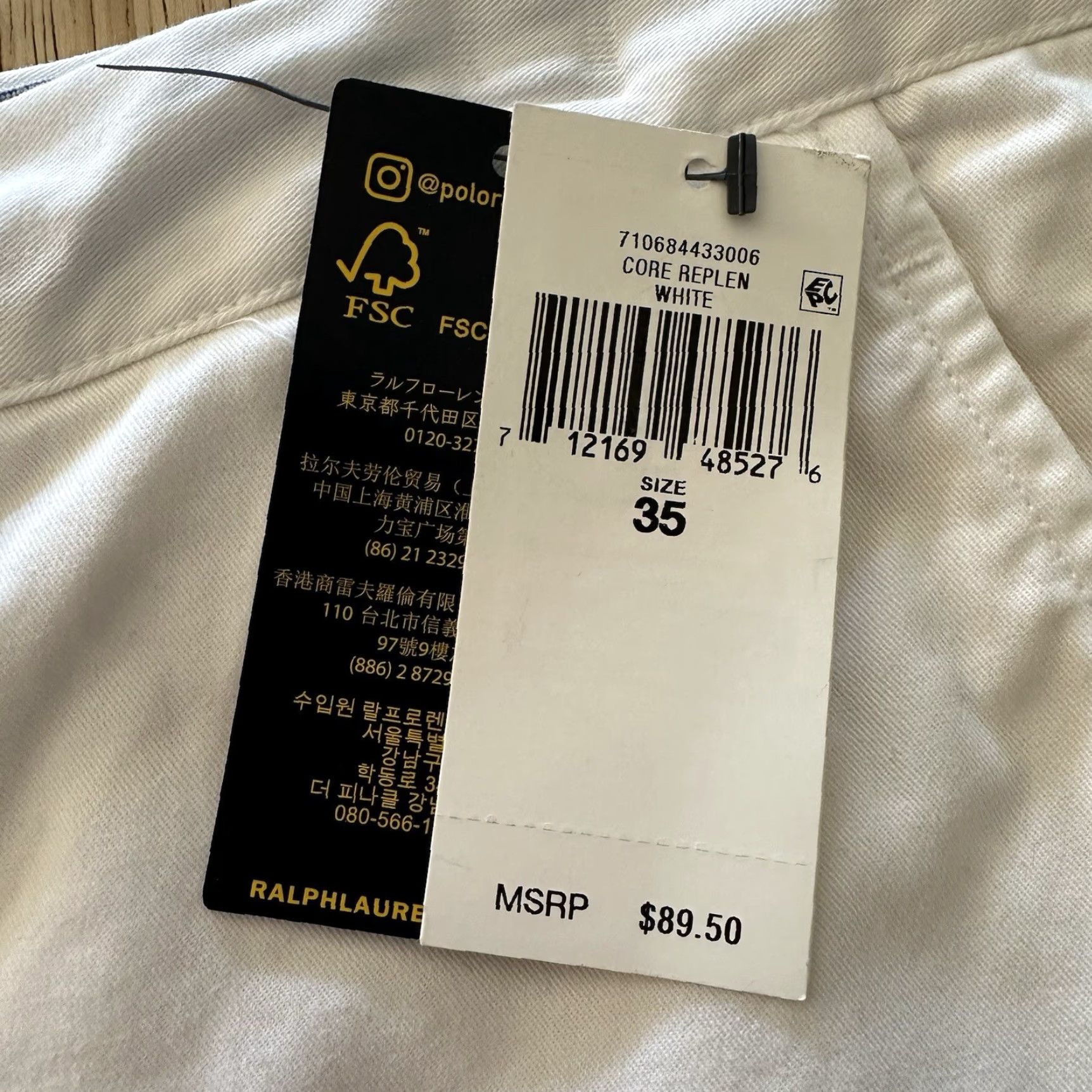 Polo Ralph Lauren Polo Ralph Lauren Polo 9” Classic Fit Chino Shorts Stretch White Mens Size 35 Size US S / EU 44-46 / 1 - 5 Thumbnail