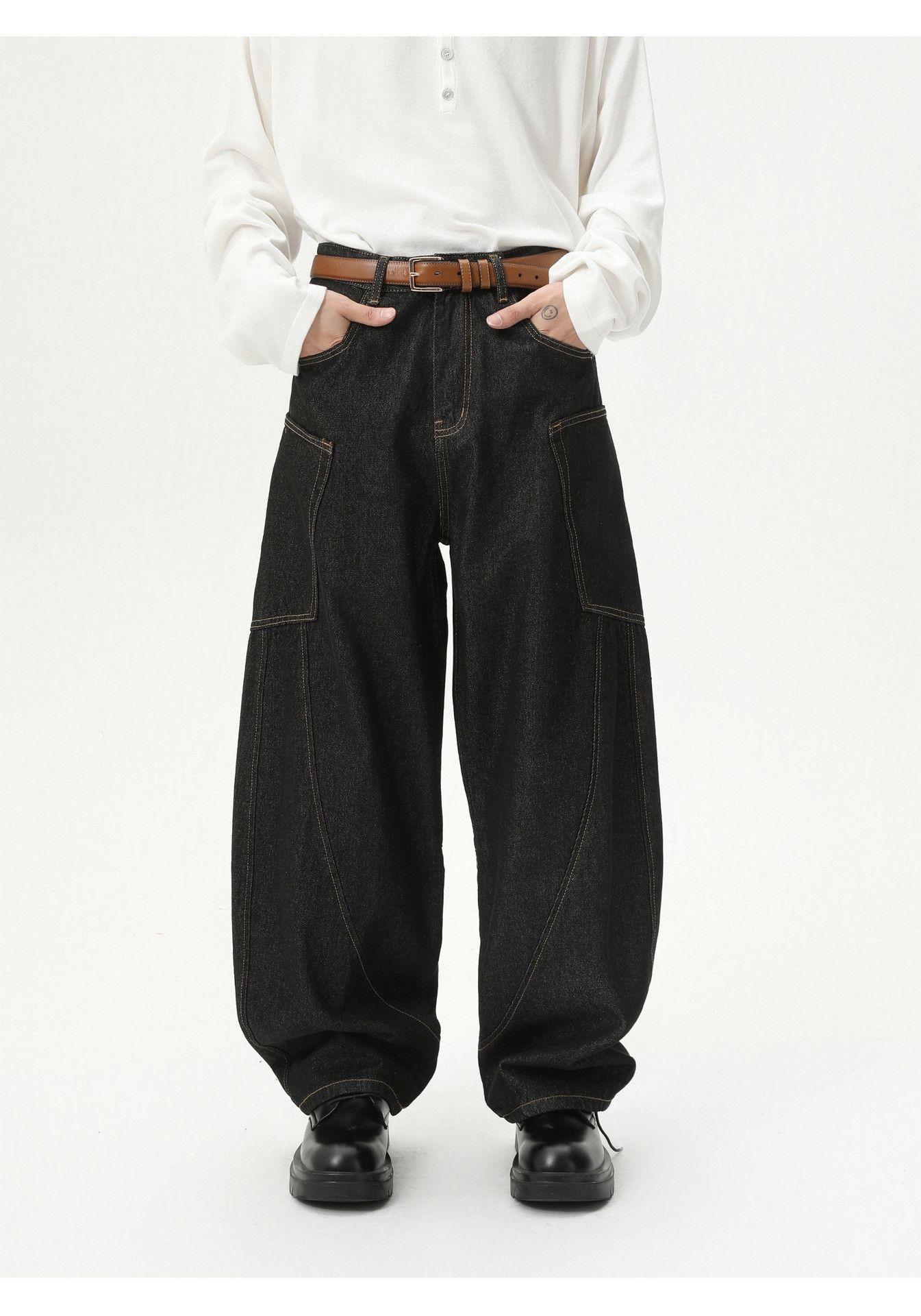 Japanese Brand Japanese retro high-street patchwork curved loose jeans Size US 32 / EU 48 - 1 Thumbnail