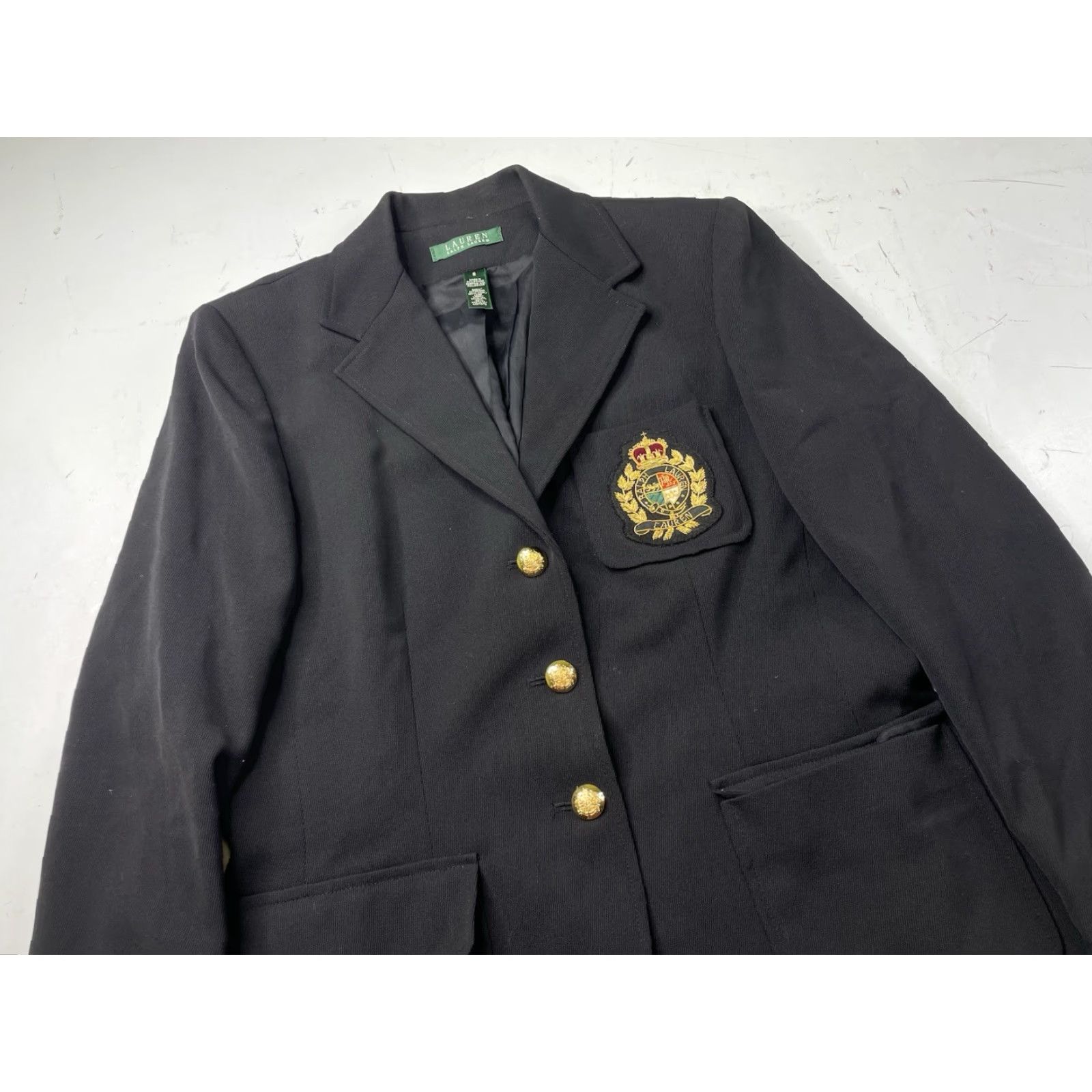 Ralph Lauren VINTAGE Lauren Ralph Lauren Blazer Womens 8 Black Crested Suit Jacket GOLD / Blazer / 8 / Black / Vintage / Womens Size M / US 6-8 / IT 42-44 - 2 Thumbnail