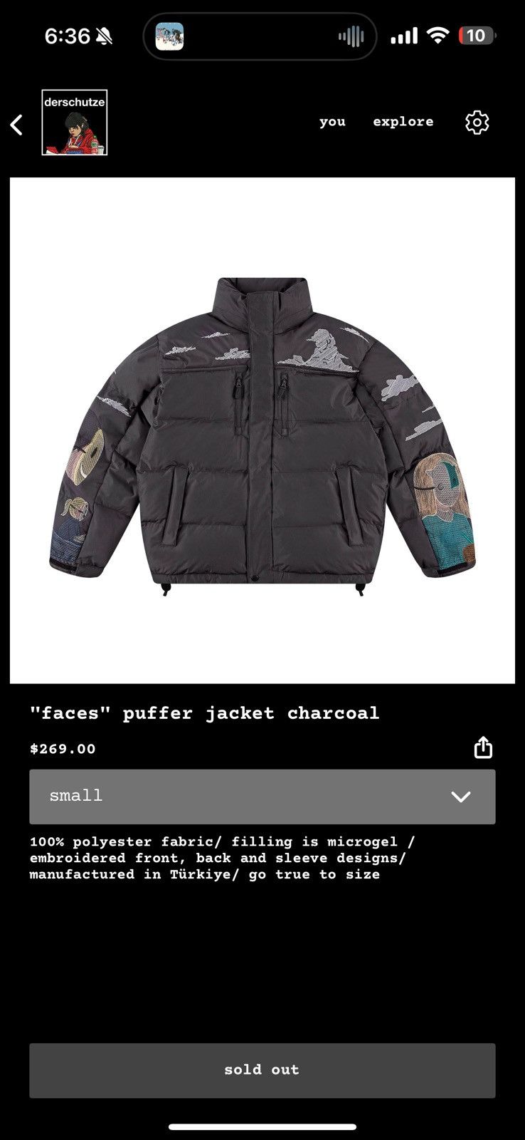 Derschutze "faces" puffer jacket charcoal Size US M / EU 48-50 / 2 - 3 Thumbnail