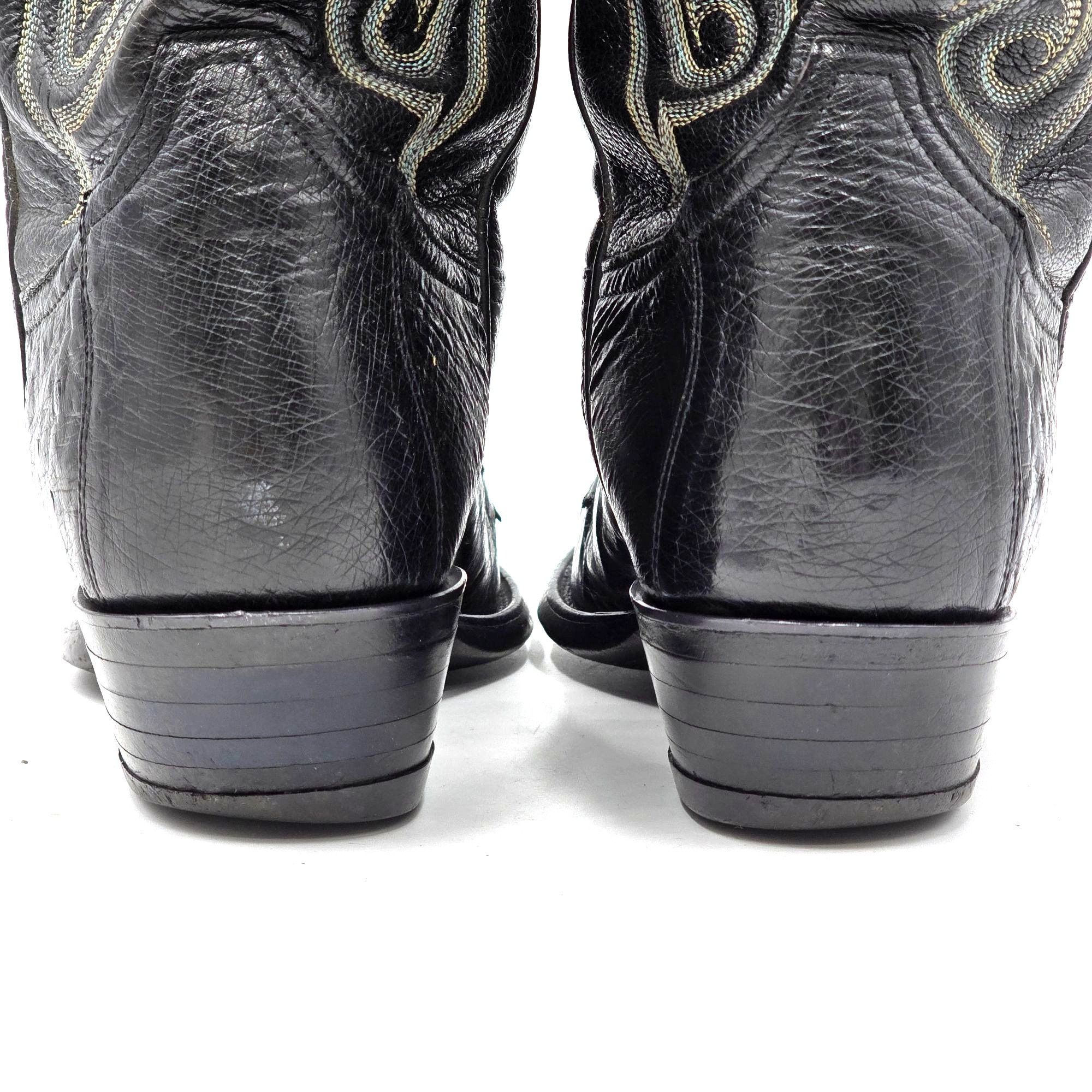 Tony Lama Vintage Tony Lama Men 9D Black Exotic Ostrich Wingtip Cowboy Size US 9 / EU 42 - 9 Thumbnail