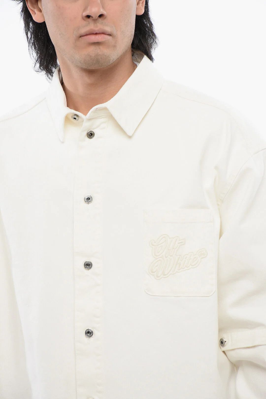 Off-White og1mm0526 Removable Sleeves Denim Shirt in White Size US XL / EU 56 / 4 - 3 Thumbnail