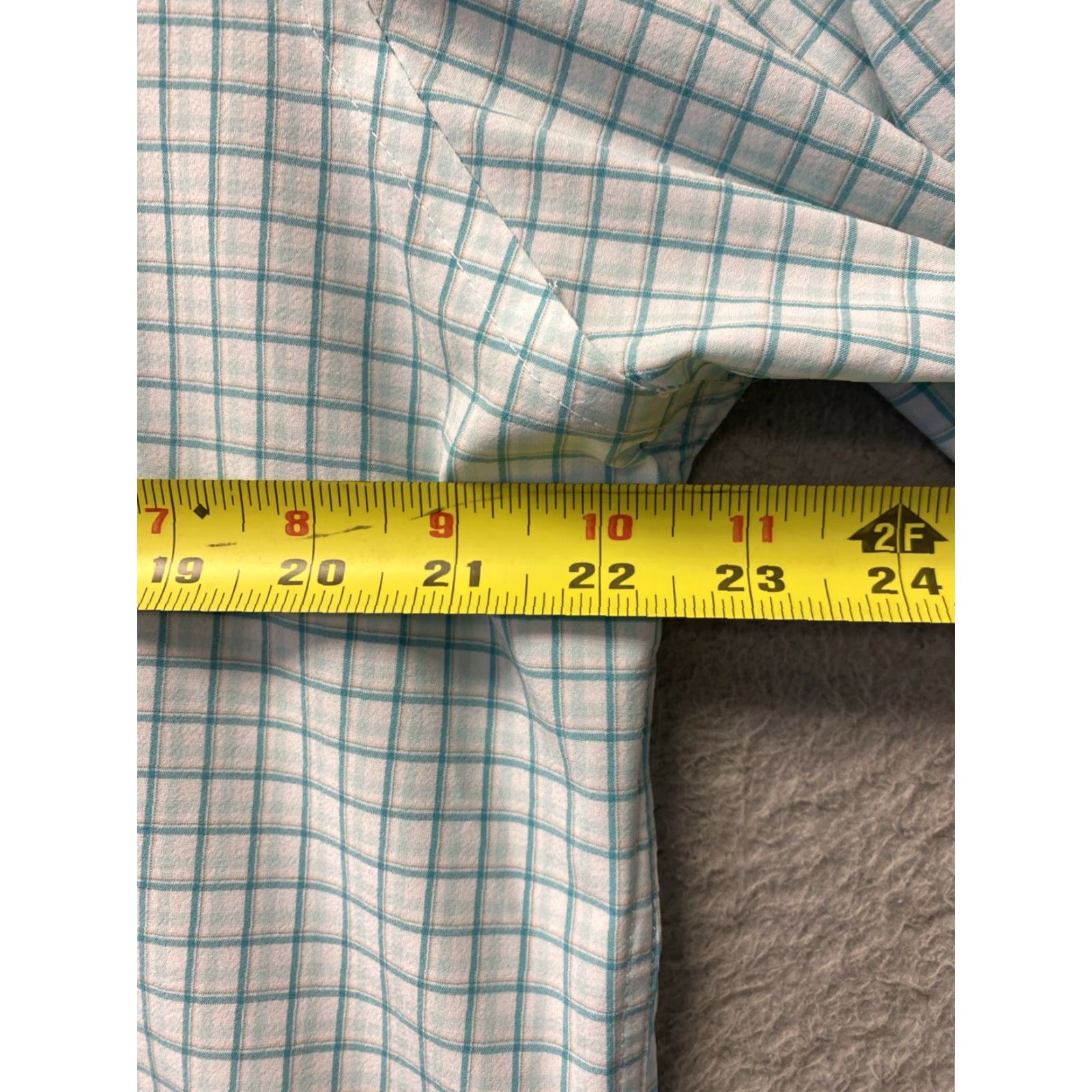 Lands' End Lands' End Shirt Mens Large Aqua Check Long Sleeve Button Performance /128-32 Size US L / EU 52-54 / 3 - 5 Thumbnail