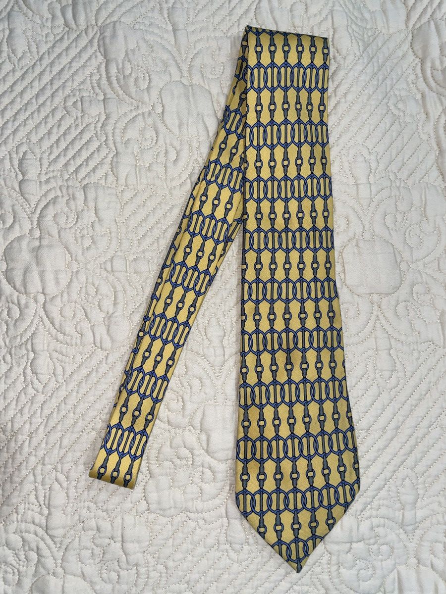Hermes Yellow & Blue Hermes Tie Size ONE SIZE - 1 Thumbnail