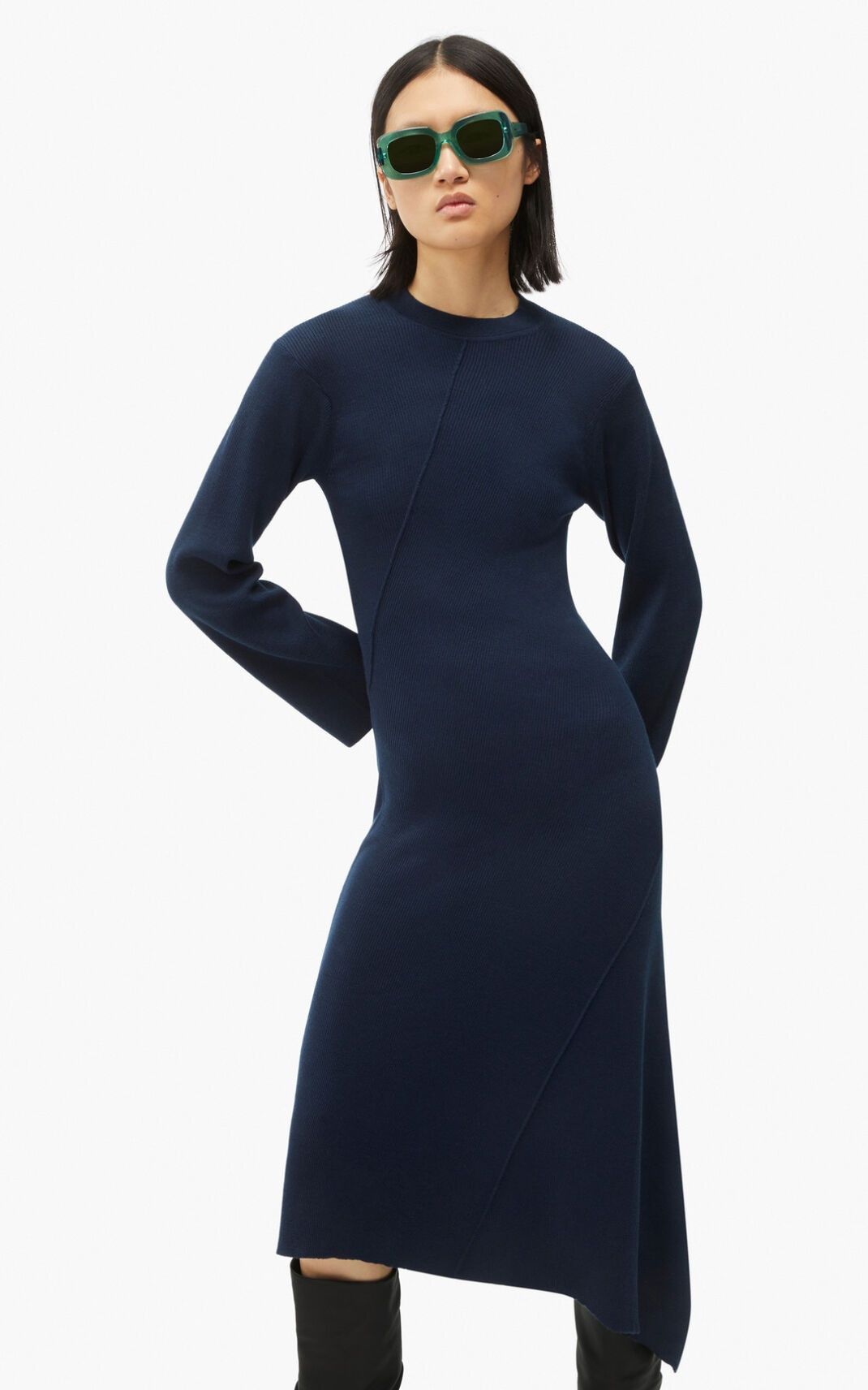 Kenzo o1y1025 Midi Dress in Navy Blue Size S / US 4 / IT 40 - 2 Thumbnail