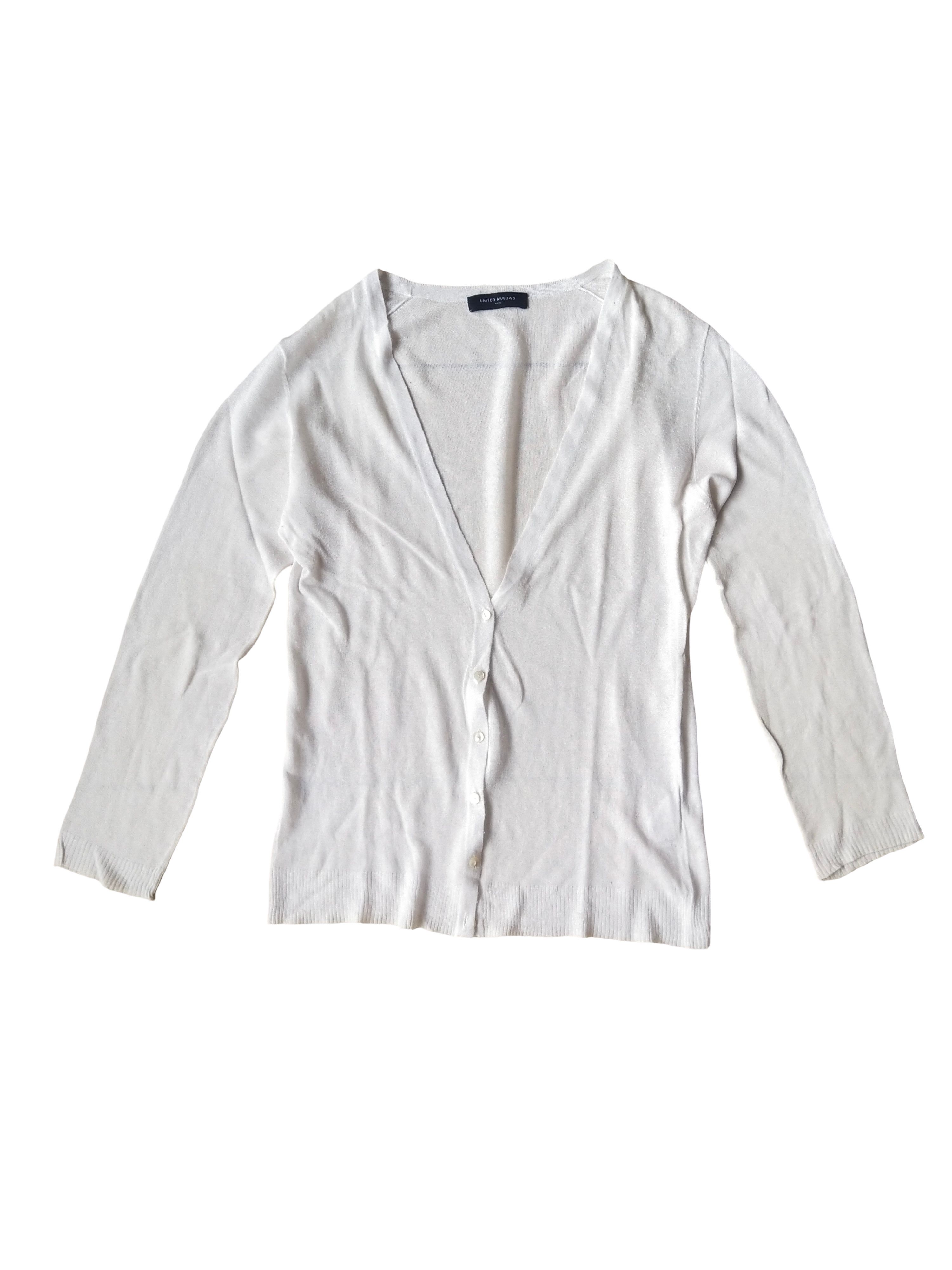 United Arrows United Arrows Lightweight Sheer Rayon V-Neck Cardigan White Size M / US 6-8 / IT 42-44 - 1 Thumbnail