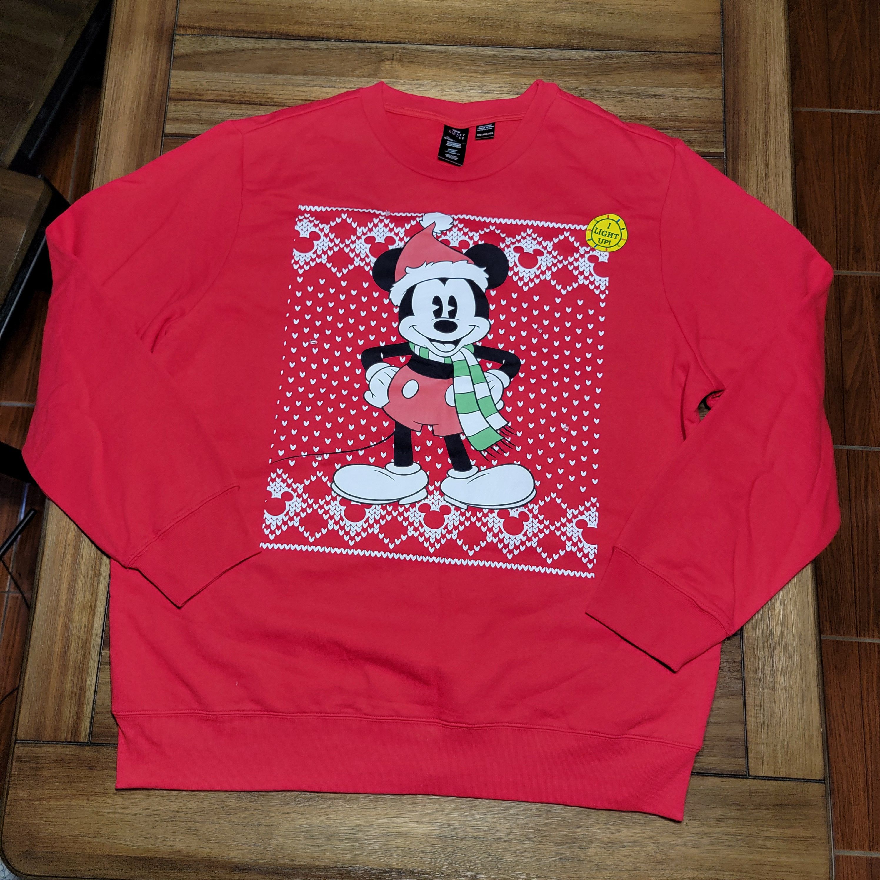 Disney Disney M Mouse Christmas Unisex Sweatshirt w Lights- 3XL NWT Size 3XL / US 20-22 - 1 Thumbnail