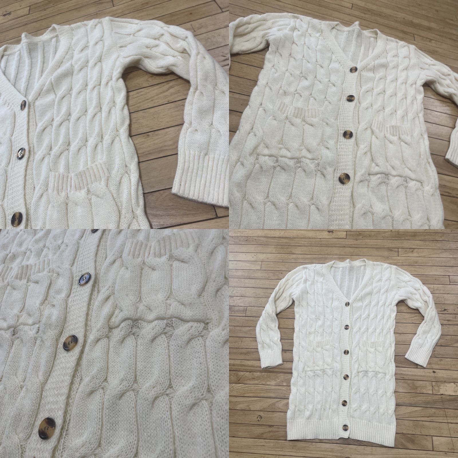 Vintage VINTAGE Cardigan Sweater Dress Women L Cream Old Money Minimal Button Front Chore Pocket 90s Knit Winter Fall Mens Womens Boys Girls Size L / US 10 / IT 46 - 11 Thumbnail