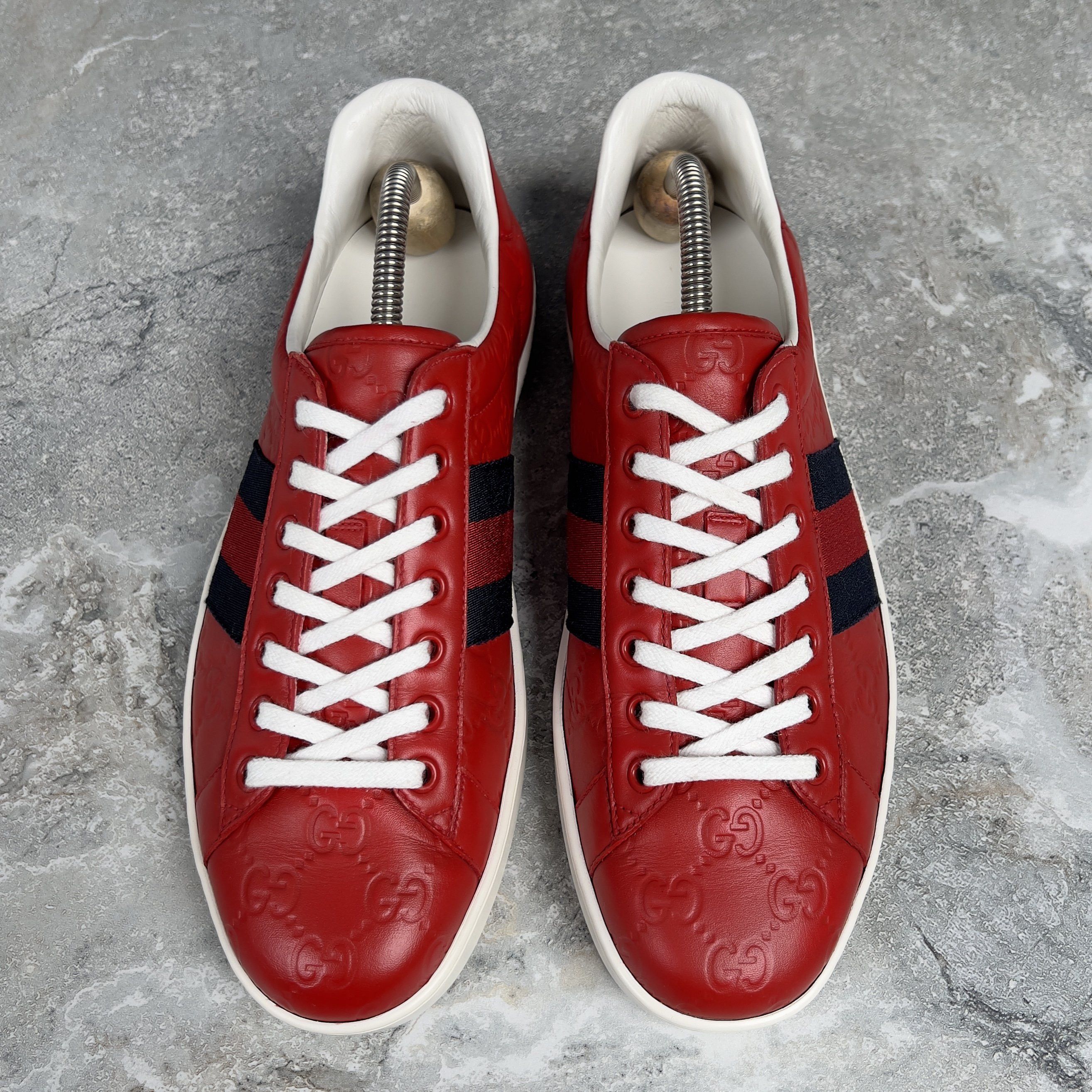 Gucci Gucci Ace Web GG Monogram Low Top Sneakers Leather Size US 8 / EU 41 - 3 Thumbnail