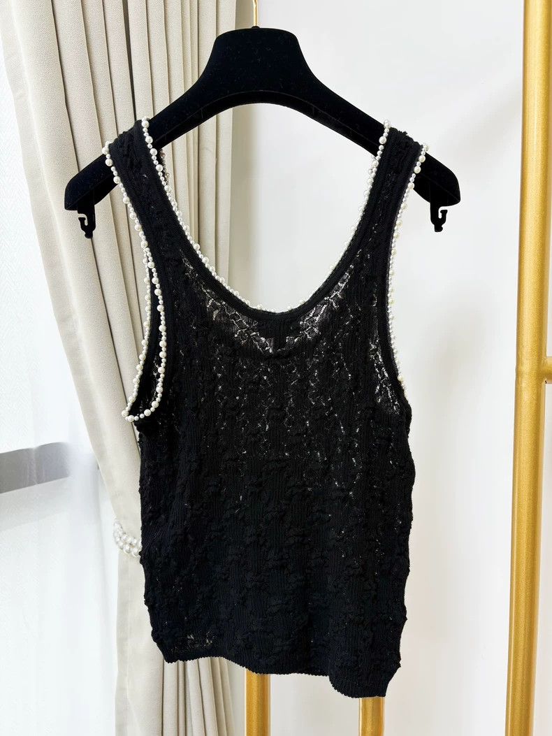Chanel Chanel 22B black pearl rolled-edged knitted vest Size XS / US 0-2 / IT 36-38 - 2 Thumbnail