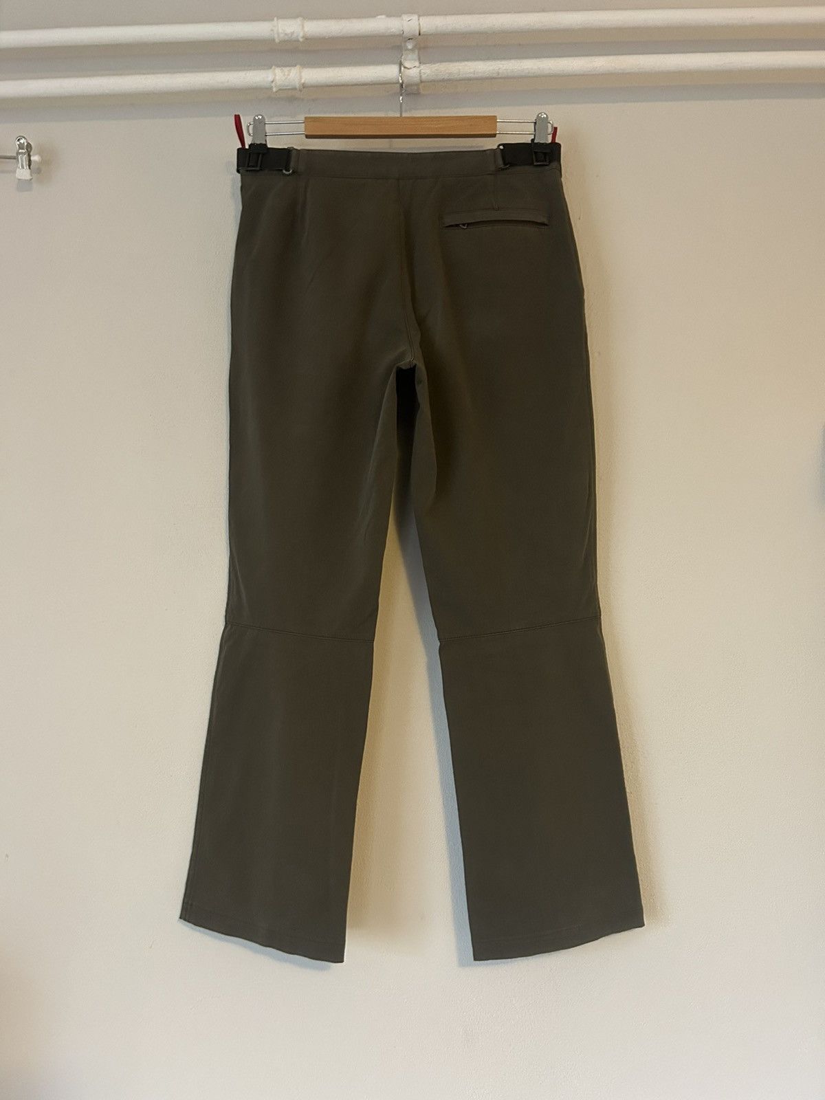 Prada Prada Olive Cotton Blend Flared Trousers w/ Leather Accents Size US 32 / EU 48 - 3 Thumbnail
