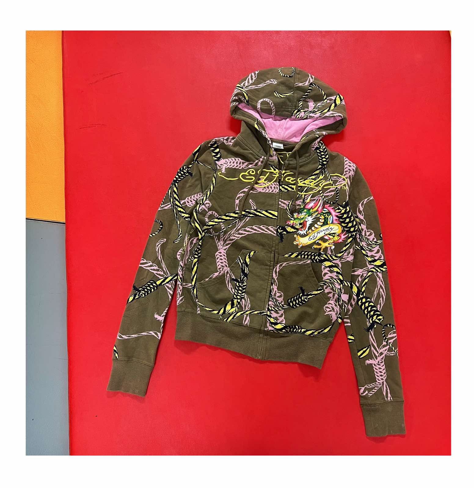 Ed Hardy Ed Hardy Tattoo Hooded Brown Jacket Sz XS-S Size S / US 4 / IT 40 - 1 Thumbnail