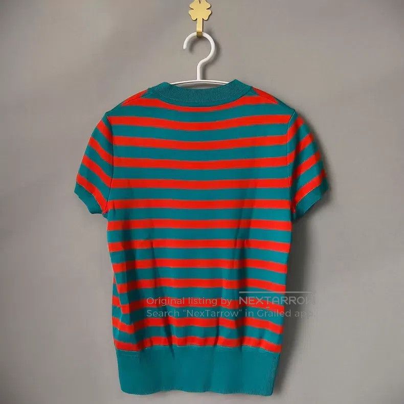 Hermes Hermes Orange Striped Silk Knit Short Sleeve Size XXS / US 00 / IT 34 - 2 Thumbnail