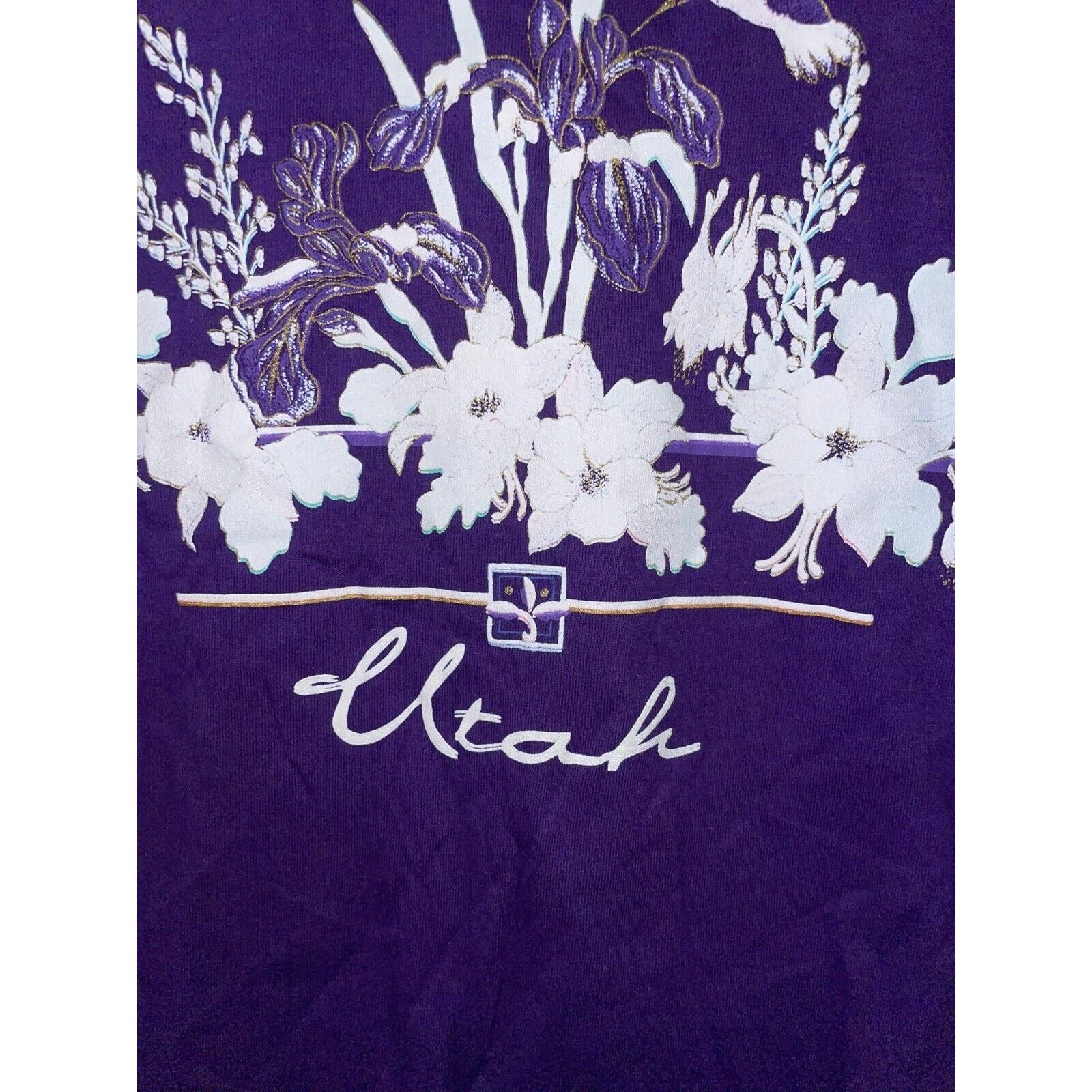 Jerzees Vintage Utah Shirt Wildflowers Flower Purple Tee USA 90s M Size US M / EU 48-50 / 2 - 5 Thumbnail