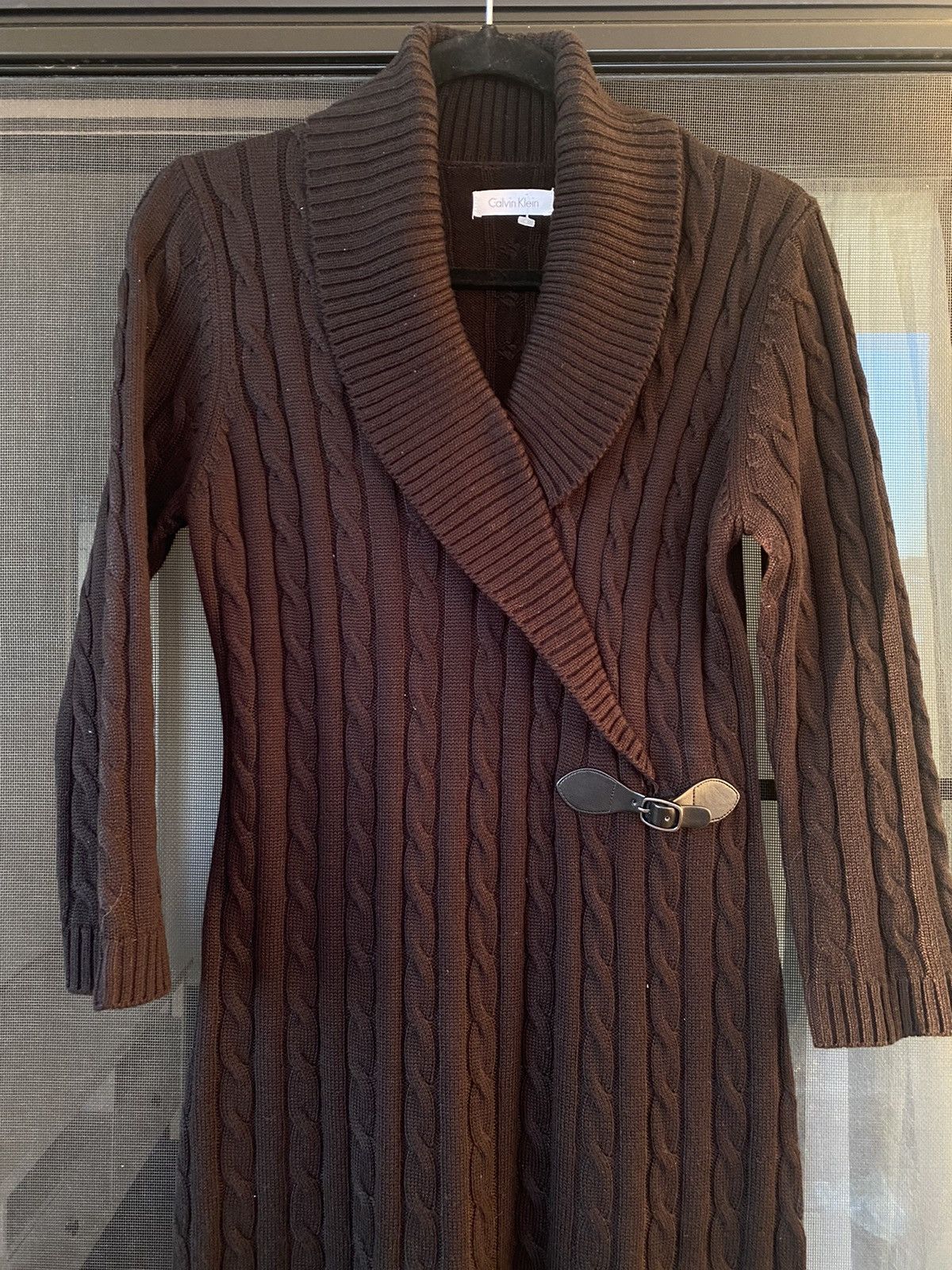 Calvin Klein Calvin Klein Buckle Black Wrap Cable Knit Sweater dress S M Size M / US 6-8 / IT 42-44 - 3 Thumbnail
