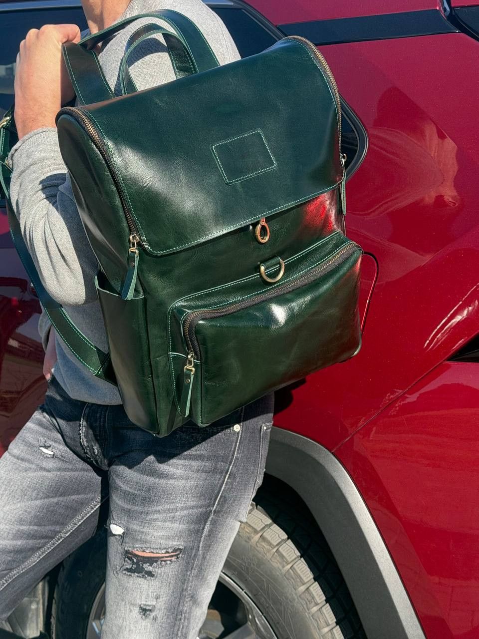 Handmade Leather backpack. Genuine leather Size ONE SIZE - 1 Thumbnail