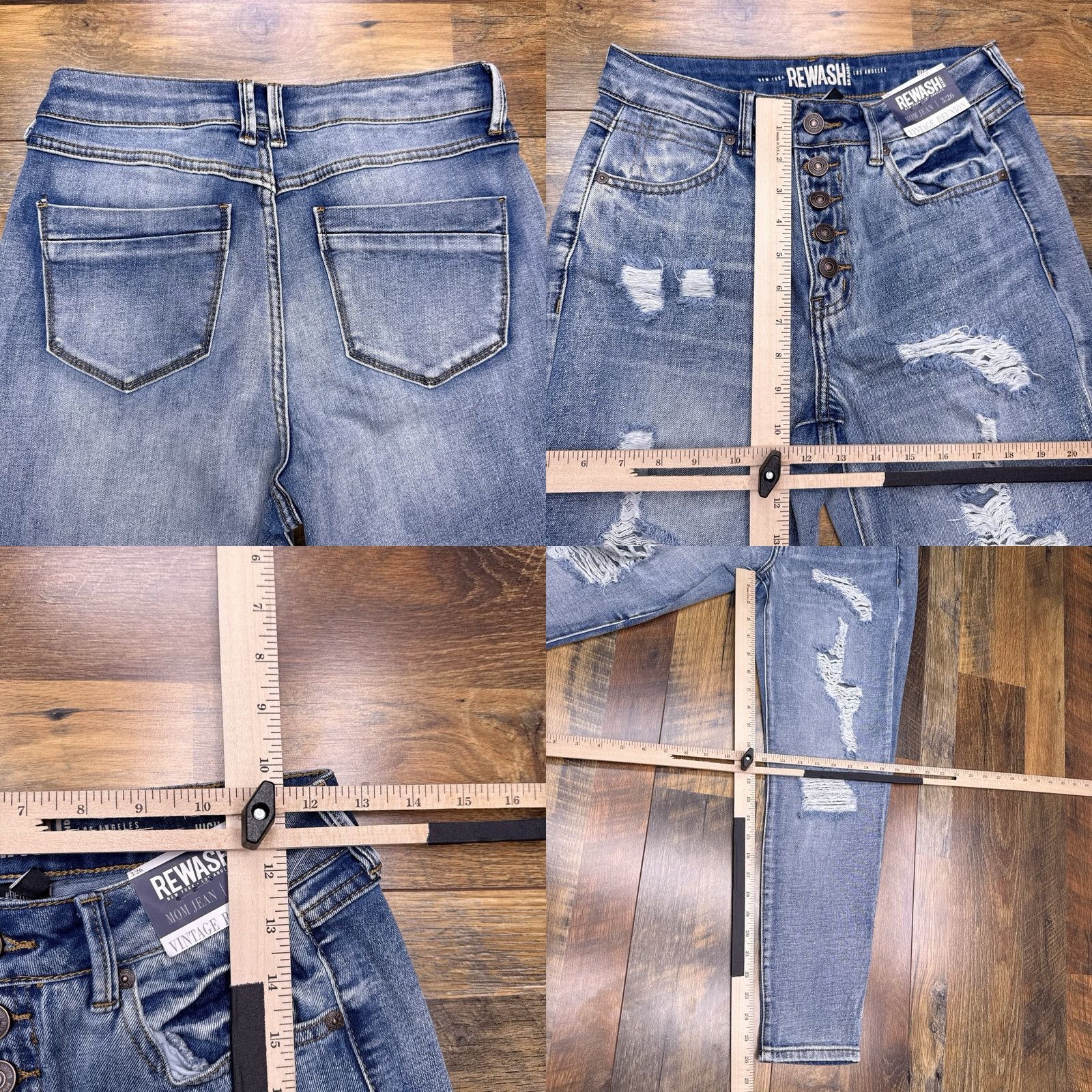 Vintage Rewash Jeans Main Point City High Rise Mom 3 26 Distressed Stretch Denim 26 in 5-Pocket Womens Girls Size 26" / US 2 / IT 38 - 8 Thumbnail