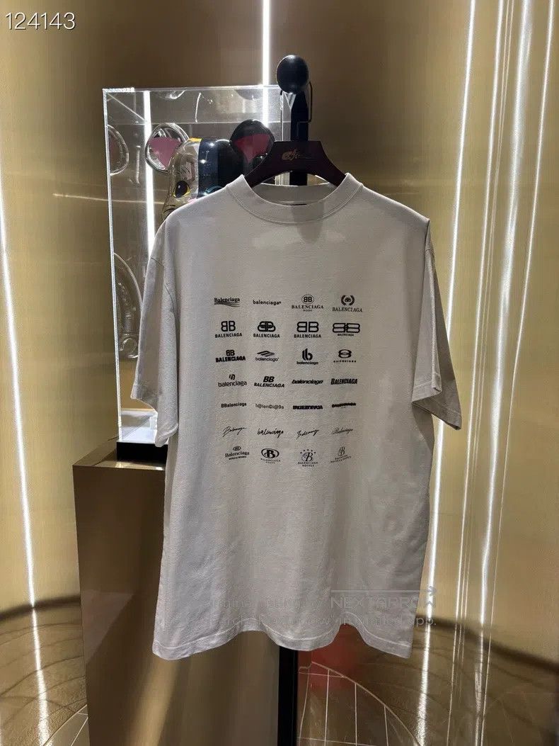 Balenciaga Letter Logo Printed Round Neck Short Sleeve T-S