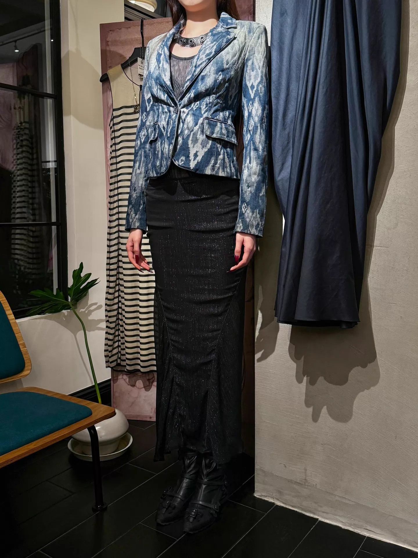 Just Cavalli Just Cavalli Vintage Denim Shoulder-Pad Blazer S Size S / US 4 / IT 40 - 4 Thumbnail