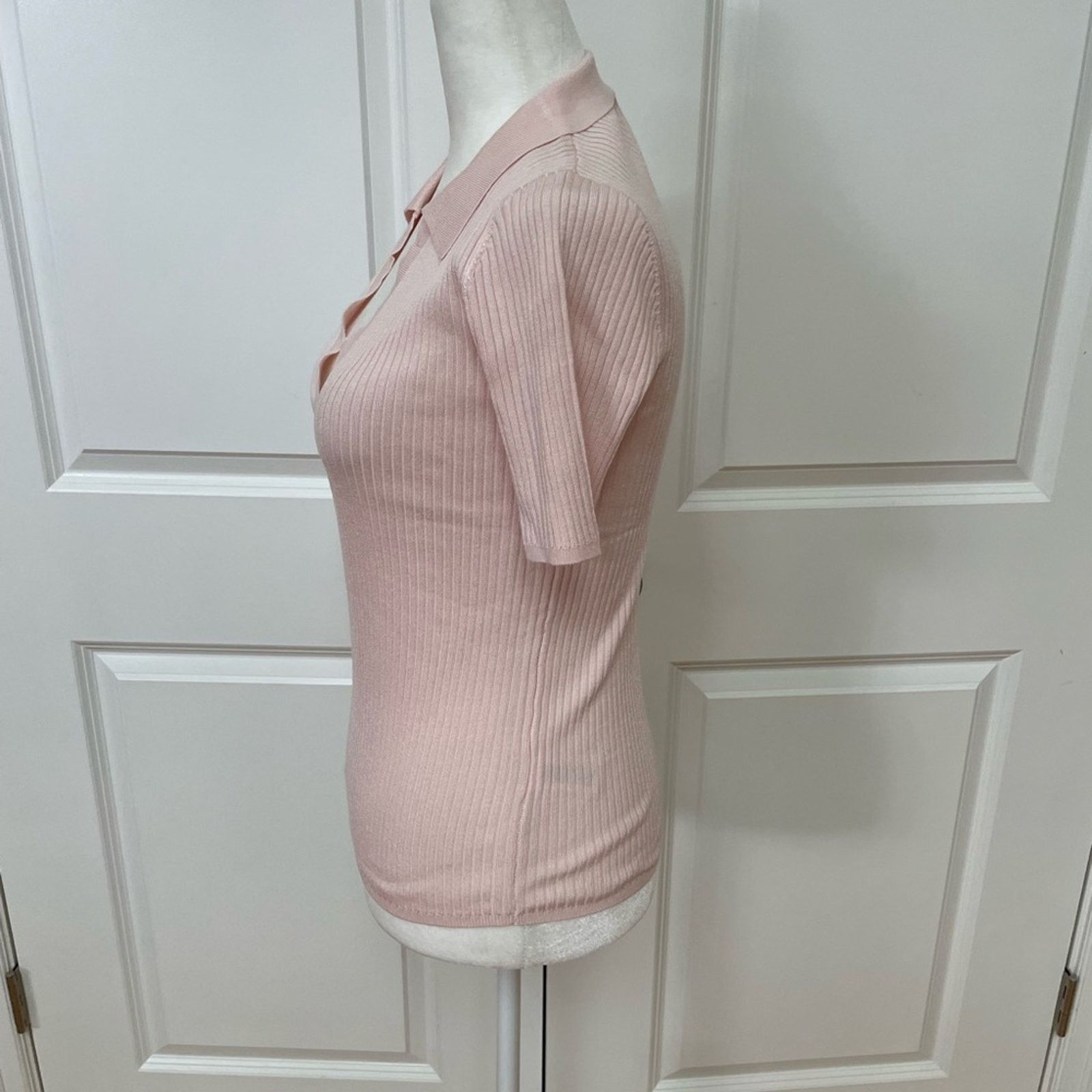Elie Tahari Pointelle Polo Sweater from ELIE BY ELIE TAHARI Size XS / US 0-2 / IT 36-38 - 4 Thumbnail