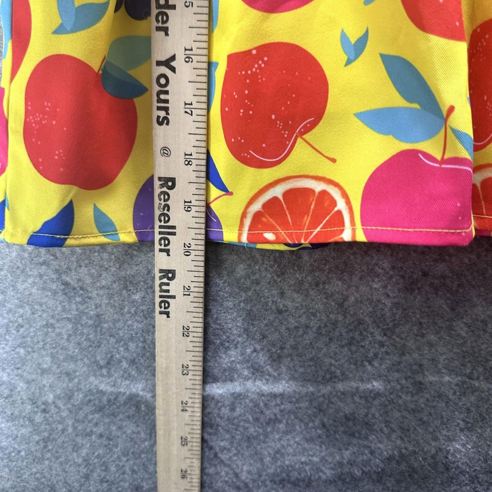 Vintage DENIMLAND Dress Womens S Yellow Fruit Print V Neck Puff Sleeve Ruffle Mini Size S / US 4 / IT 40 - 7 Thumbnail