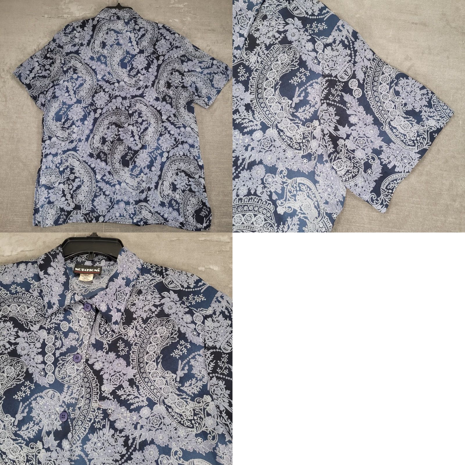 Vintage VINTAGE Notations Blue Paisley Print Button Down Short Sleeve Blouse Womens Size 14 Size XL / US 12-14 / IT 48-50 - 8 Thumbnail