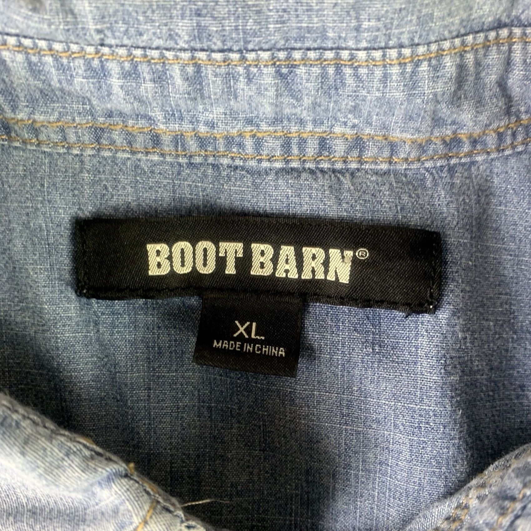 Vintage Boot Barn Western Blue Denim Shirt Mens XL Pearl Snap Cowboy Size US XL / EU 56 / 4 - 2 Thumbnail