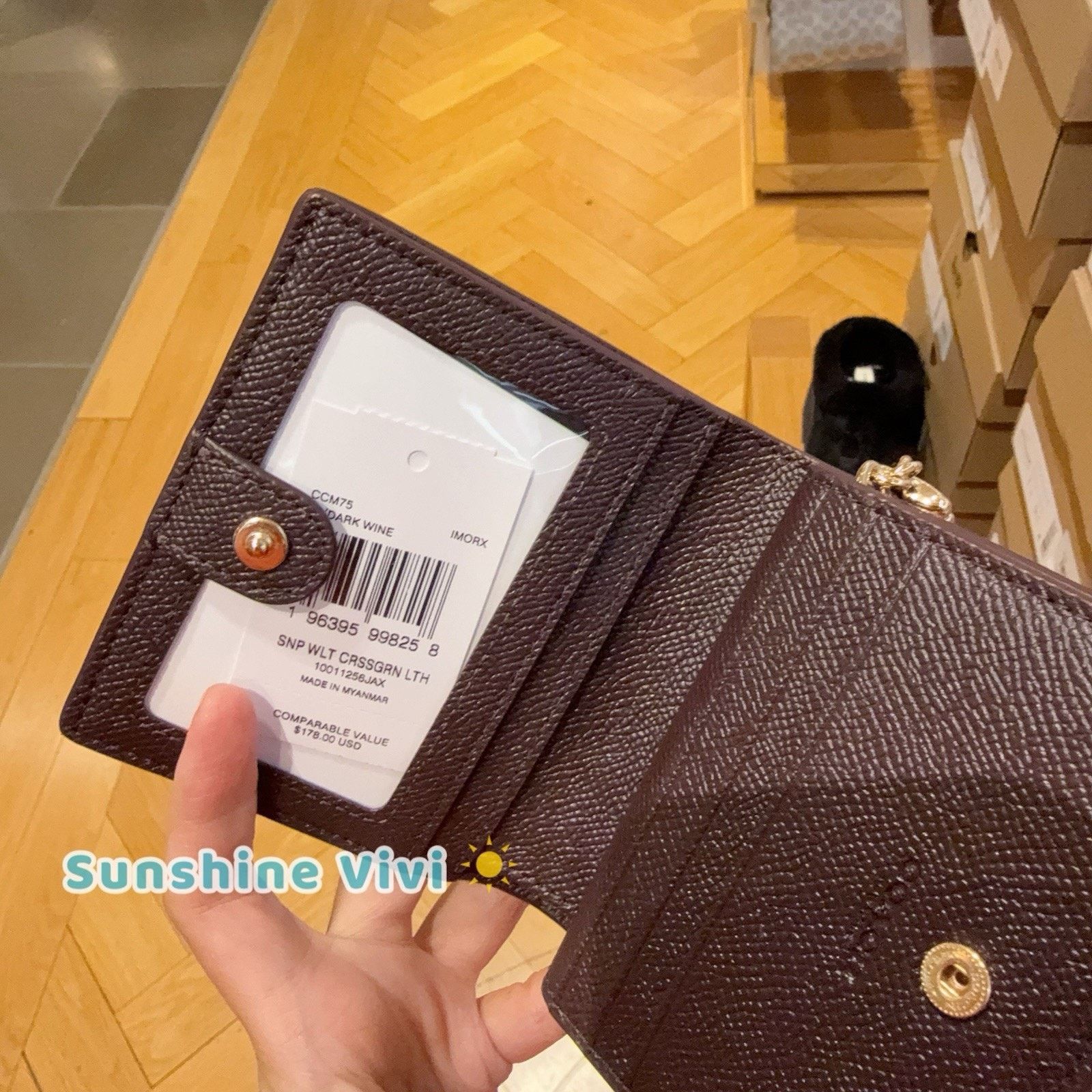 Coach NWT Coach Snap Wallet CCM75 Dark Wine Crossgrain Leather Size ONE SIZE - 6 Thumbnail