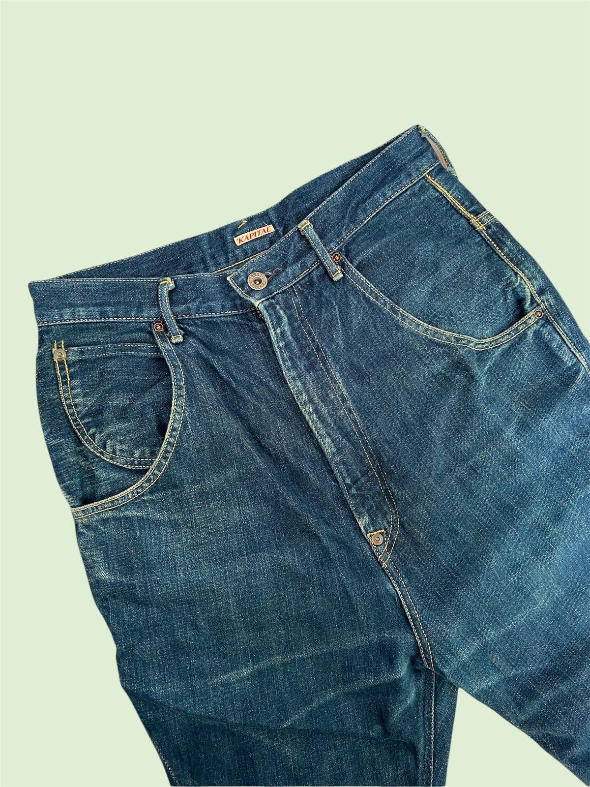 Kapital Kapital Cinch Back Drop Crotch Denim Pants Size US 29 - 4 Thumbnail