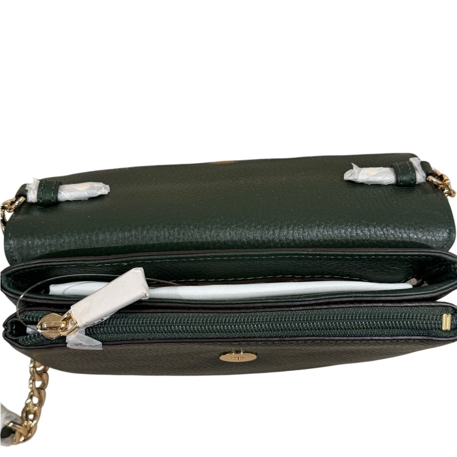 Michael Kors Michael Kors Green Leather Clutch with Gold Hardware Size ONE SIZE - 3 Thumbnail