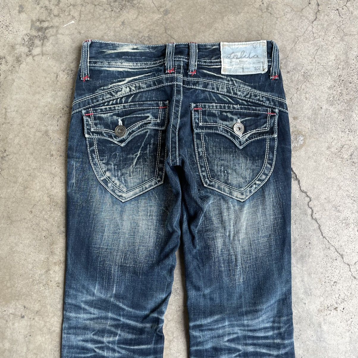 Japanese Brand 🔥🇯🇵Vintage Lolita Stoned Washed Women Denim Jeans Size 29" - 5 Thumbnail