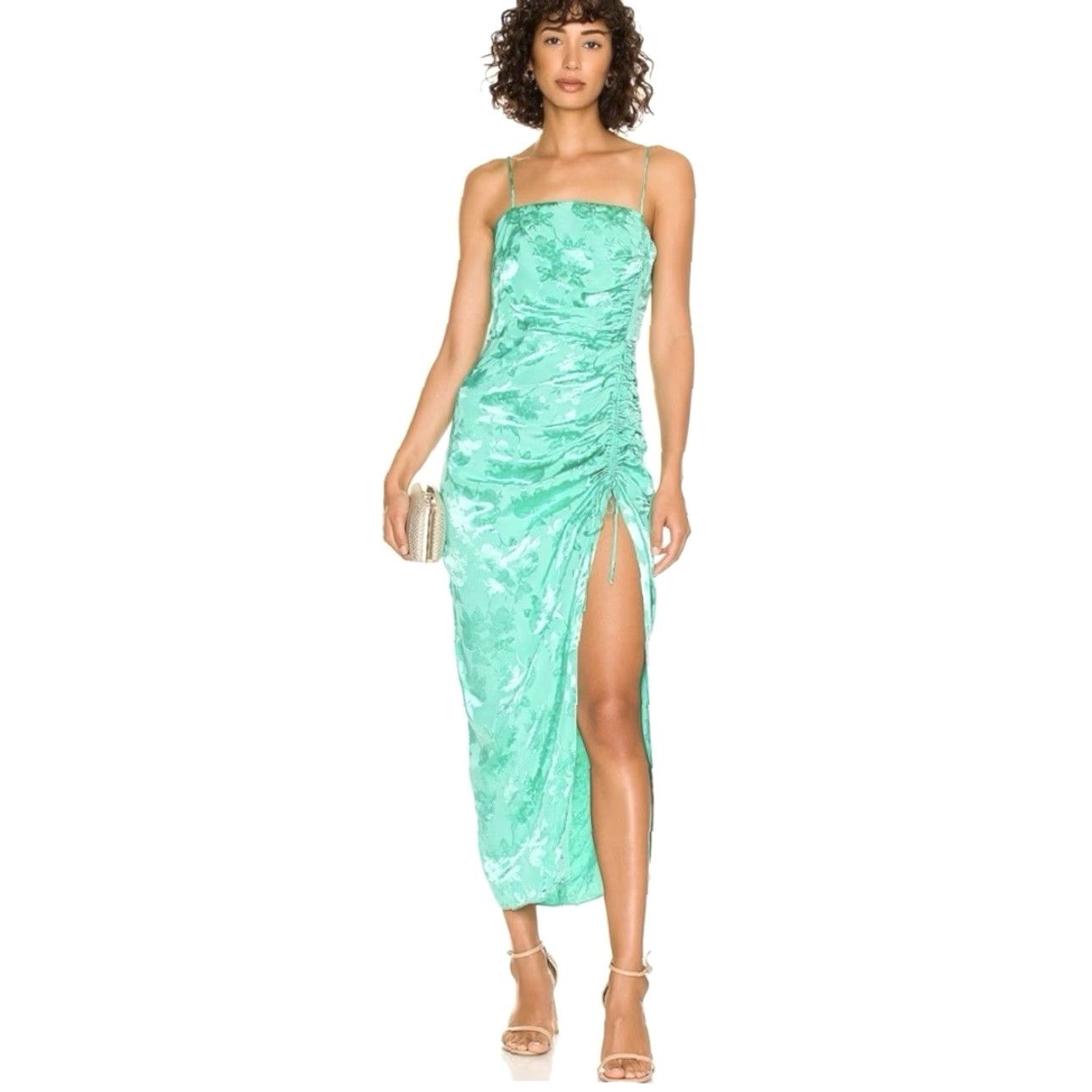 Saylor SAYLOR Gardenia Ruched Jacquard Midi Dress Seafoam L Womens Ruched Jacquard Midi Dress Seafoam Green Seafoam Gardenia L Womens Size L / US 10 / IT 46 - 6 Thumbnail