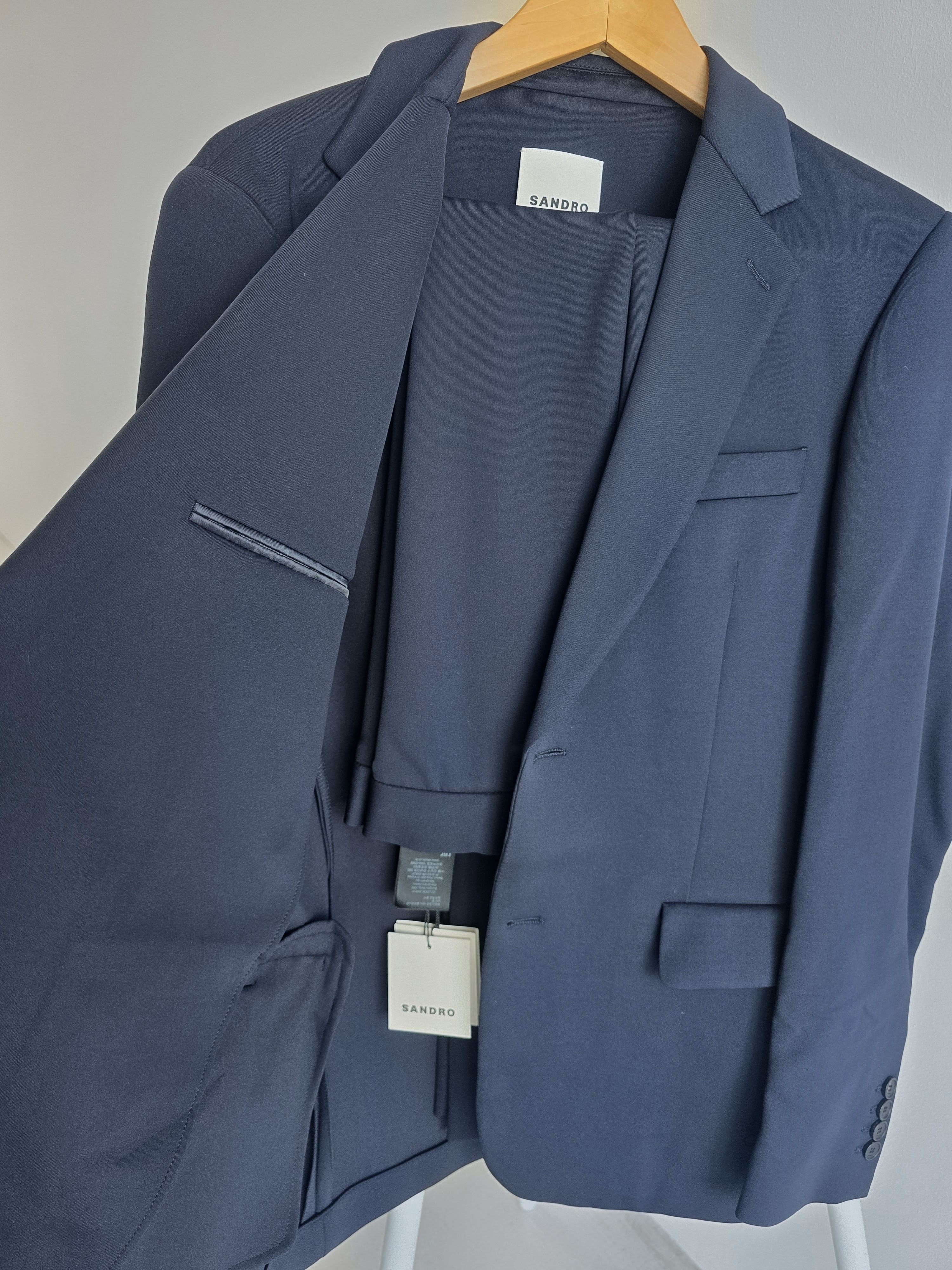 Sandro SANDRO PARIS Navy Suit 46/42 Wool Blend NWT + Garment Bag Size 46R - 1 Thumbnail