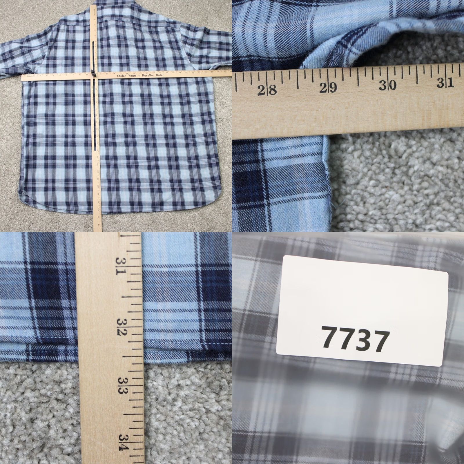 Joseph Abboud Joseph Abboud Shirt Mens 2XL Blue Plaid Wool Cotton L/S Classic Fit Button-Up Dress Shirt Size US XXL / EU 58 / 5 - 8 Thumbnail